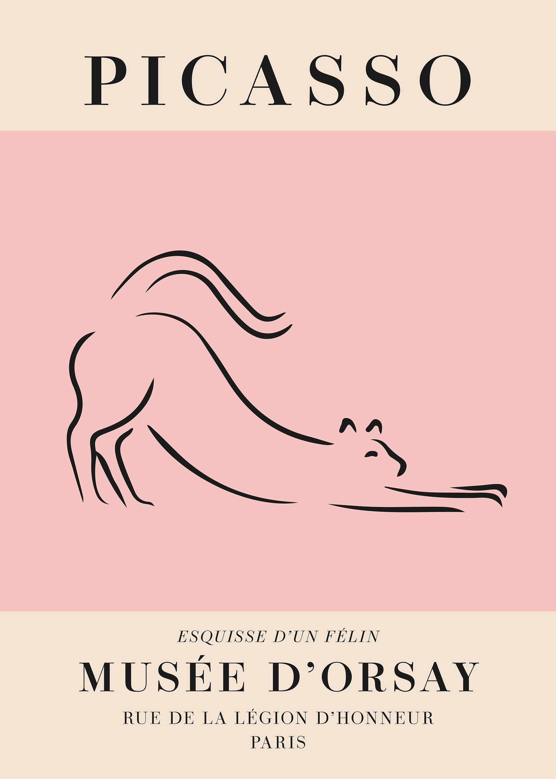 Picasso Feline Poster - Animal line art (70x100 cm)