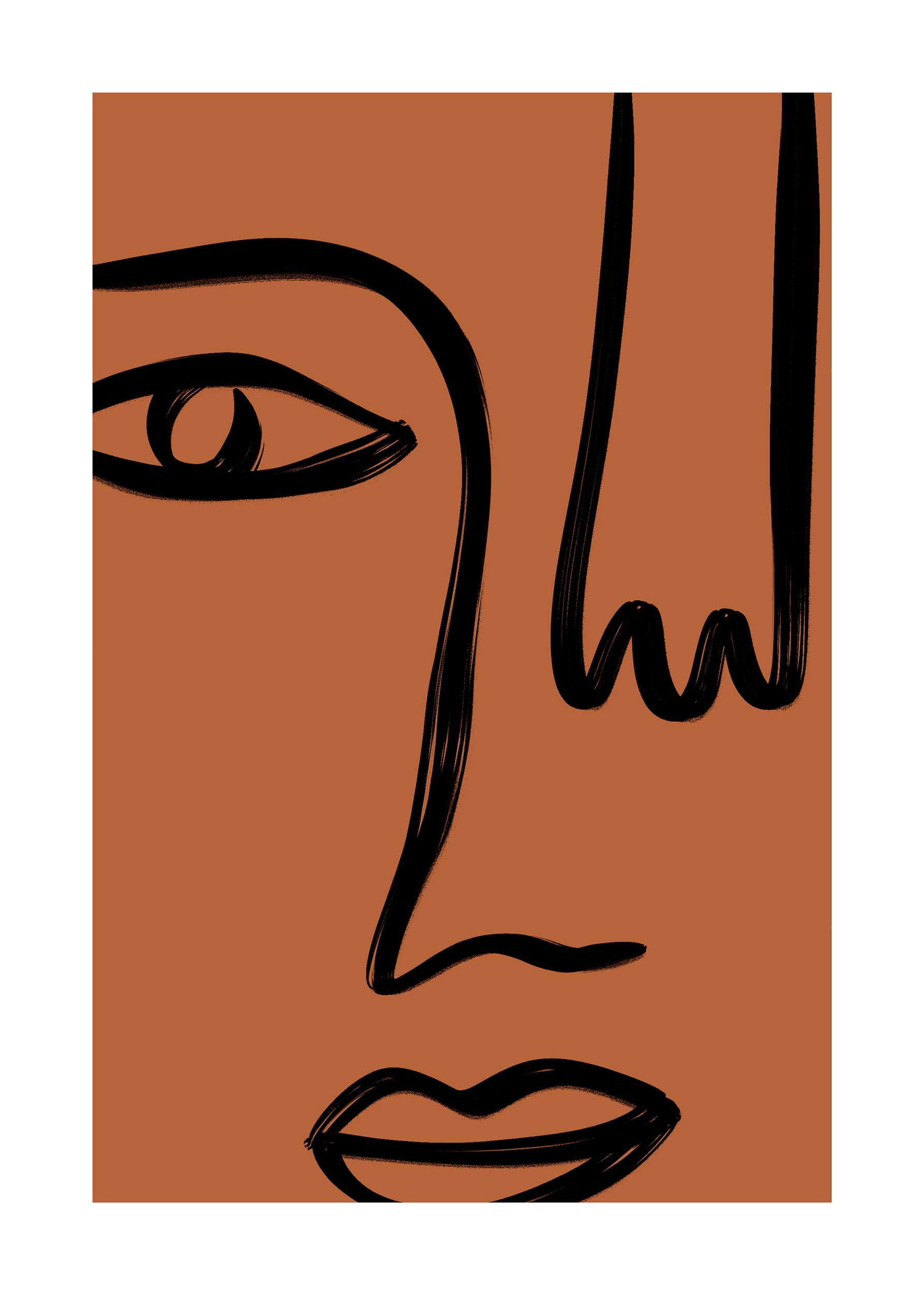 Don't Touch My Face Poster - Abstract portrait line art (40x50 cm)