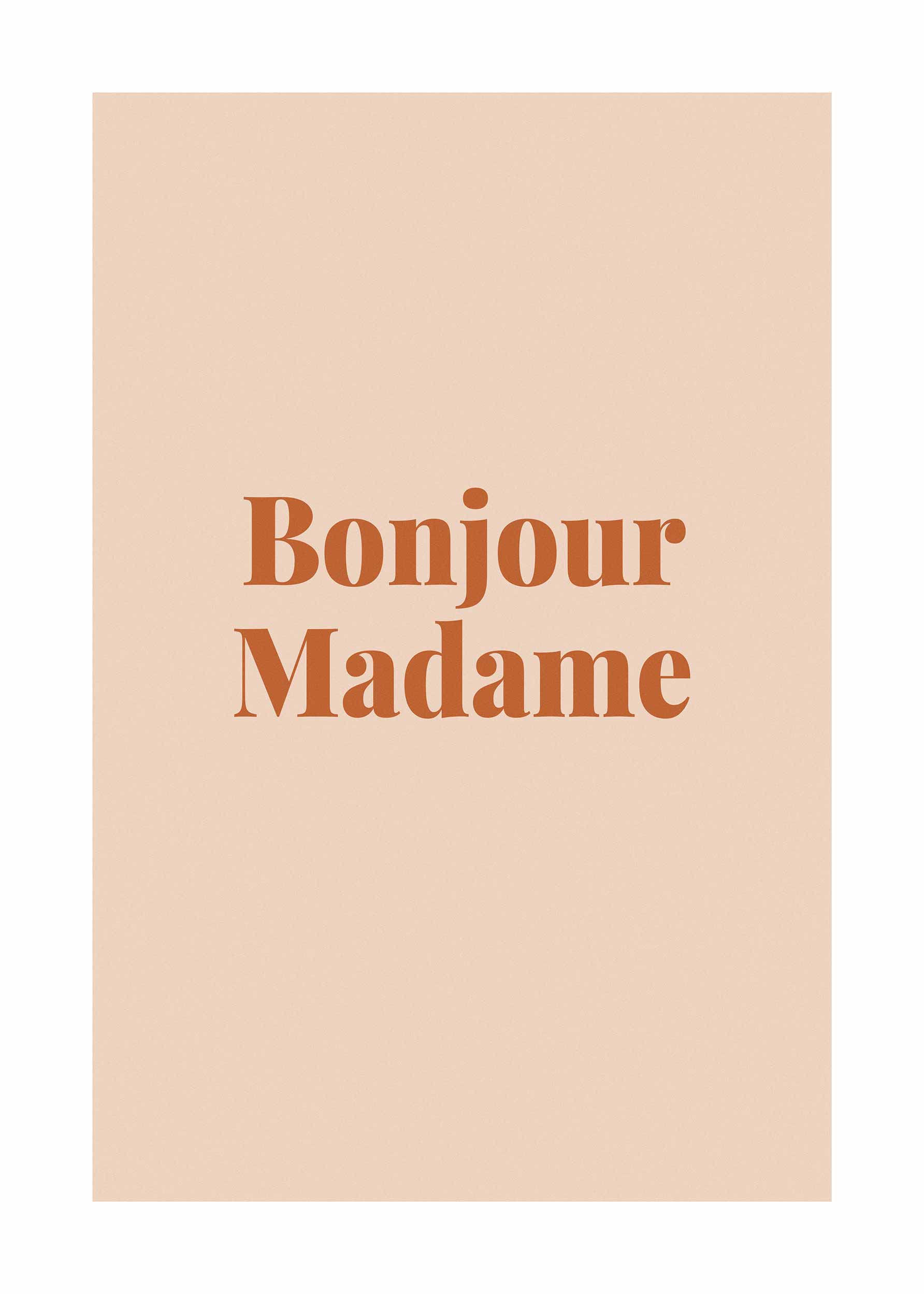 Bonjour Madame Poster - Typografie Grafik (21x30 cm)