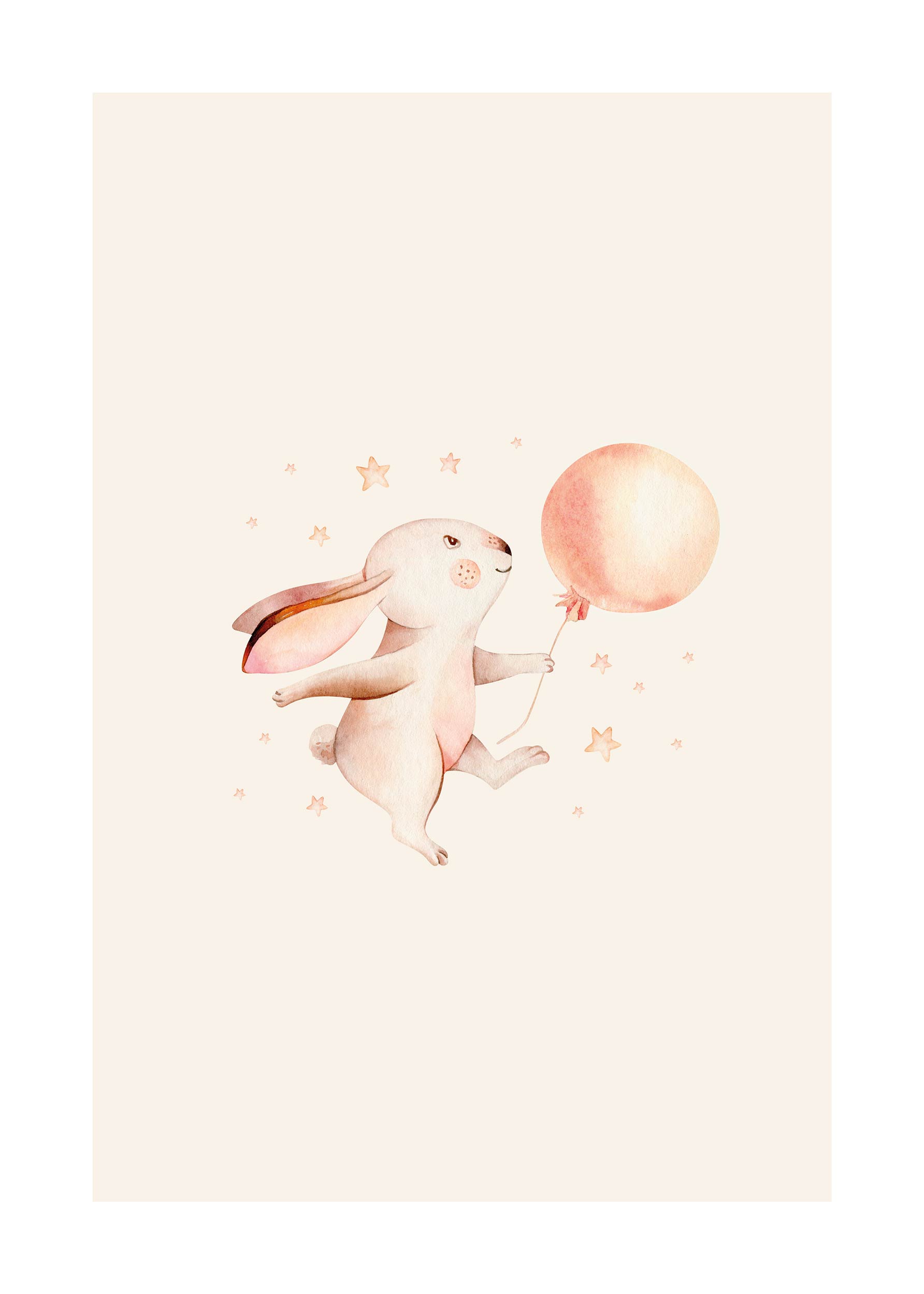 Bunny with Balloon plakat - Dyreillustration (40x50 cm)