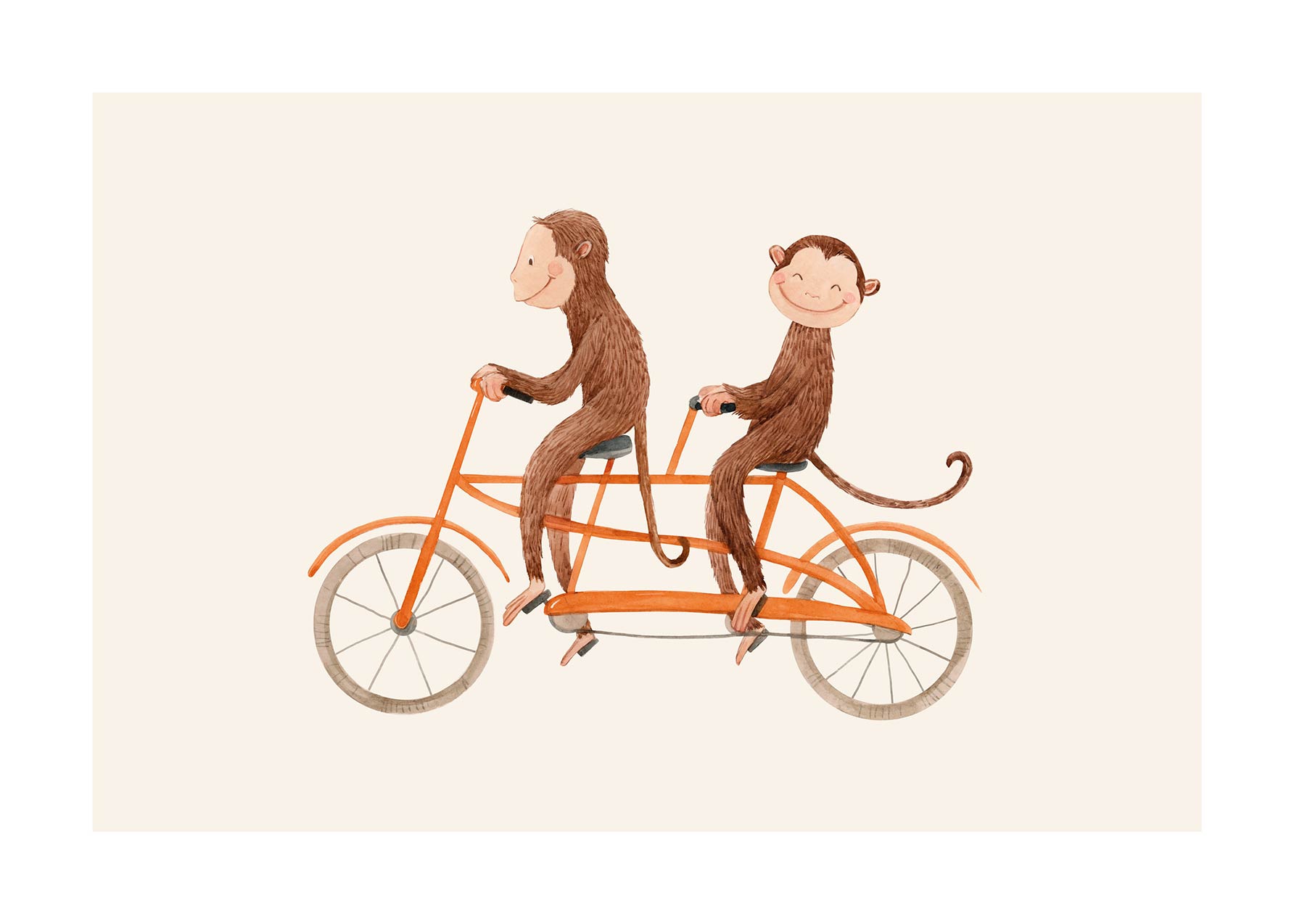 Monkey Ride Poster - Animal illustration (50x70 cm)