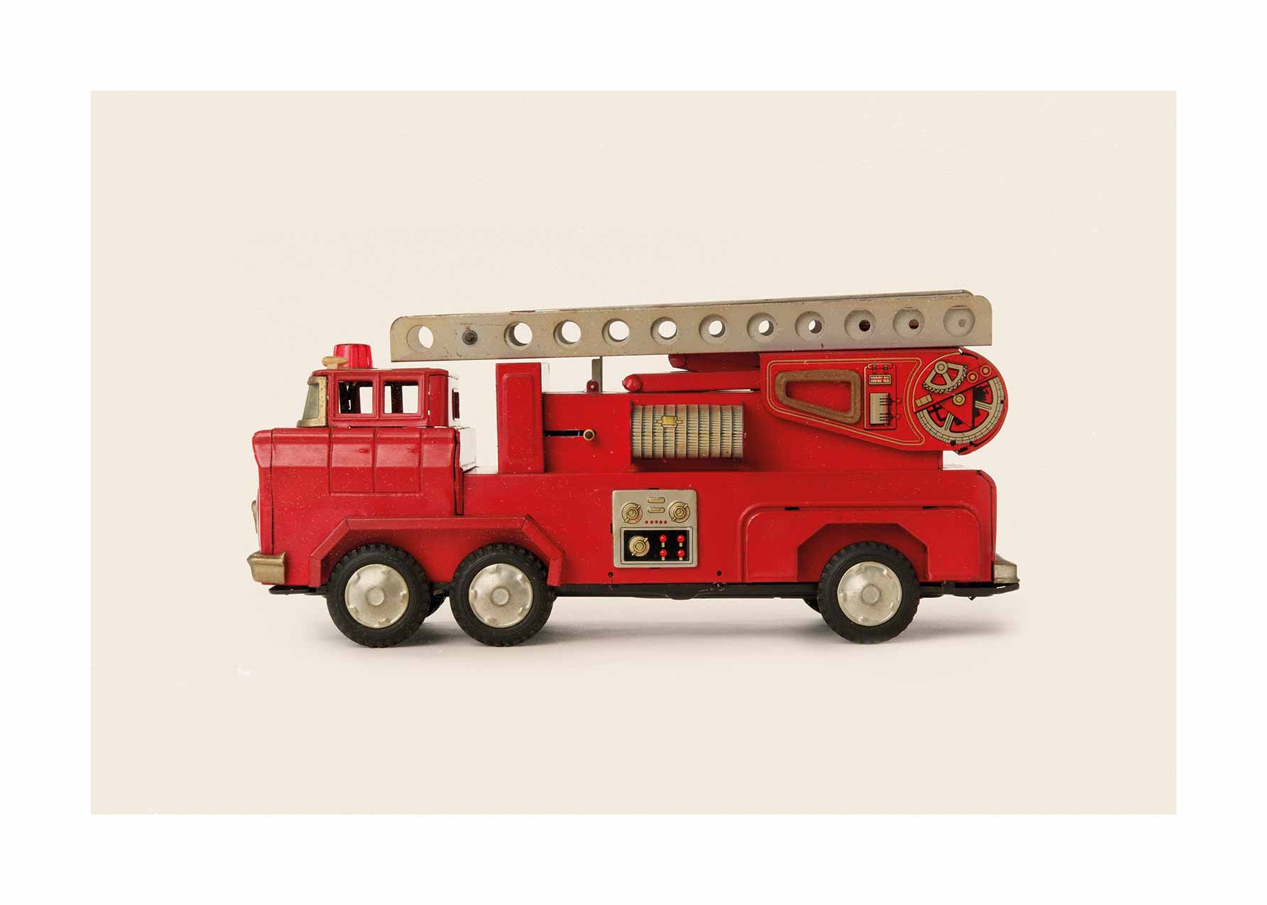 Fire Truck poster - Fordonsillustration i vintage stil (30x40 cm)