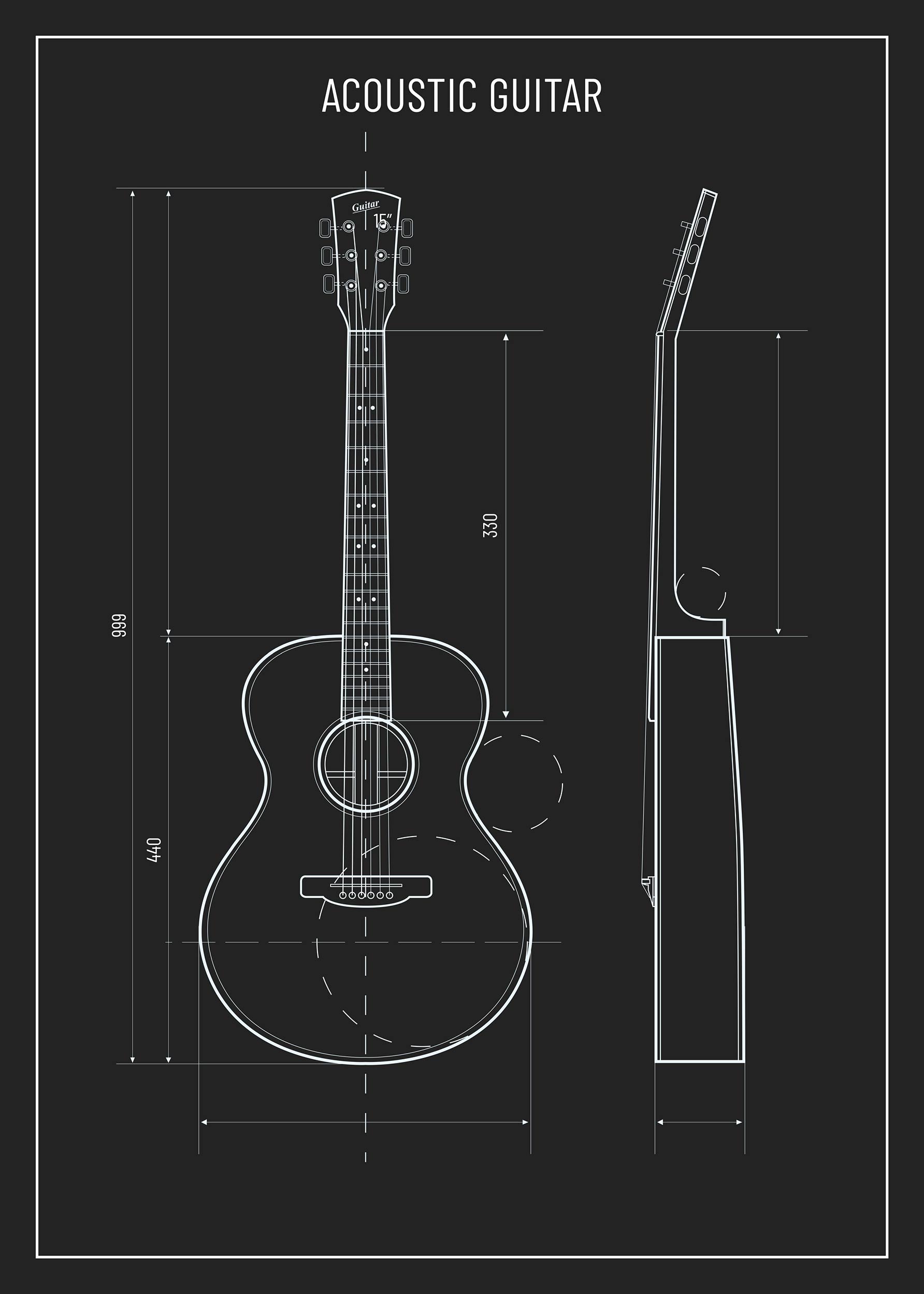 Guitar Sketch Poster - Guitar line art (30x40 cm)