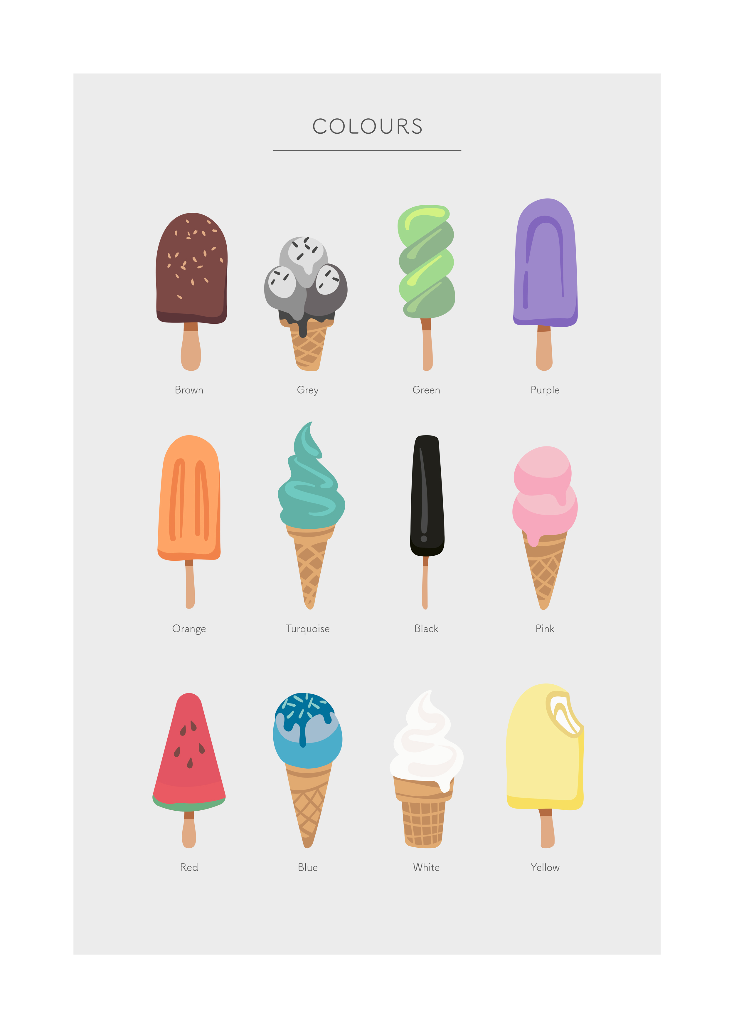 Ice Cream Colours poster - Glassillustration (40x50 cm)