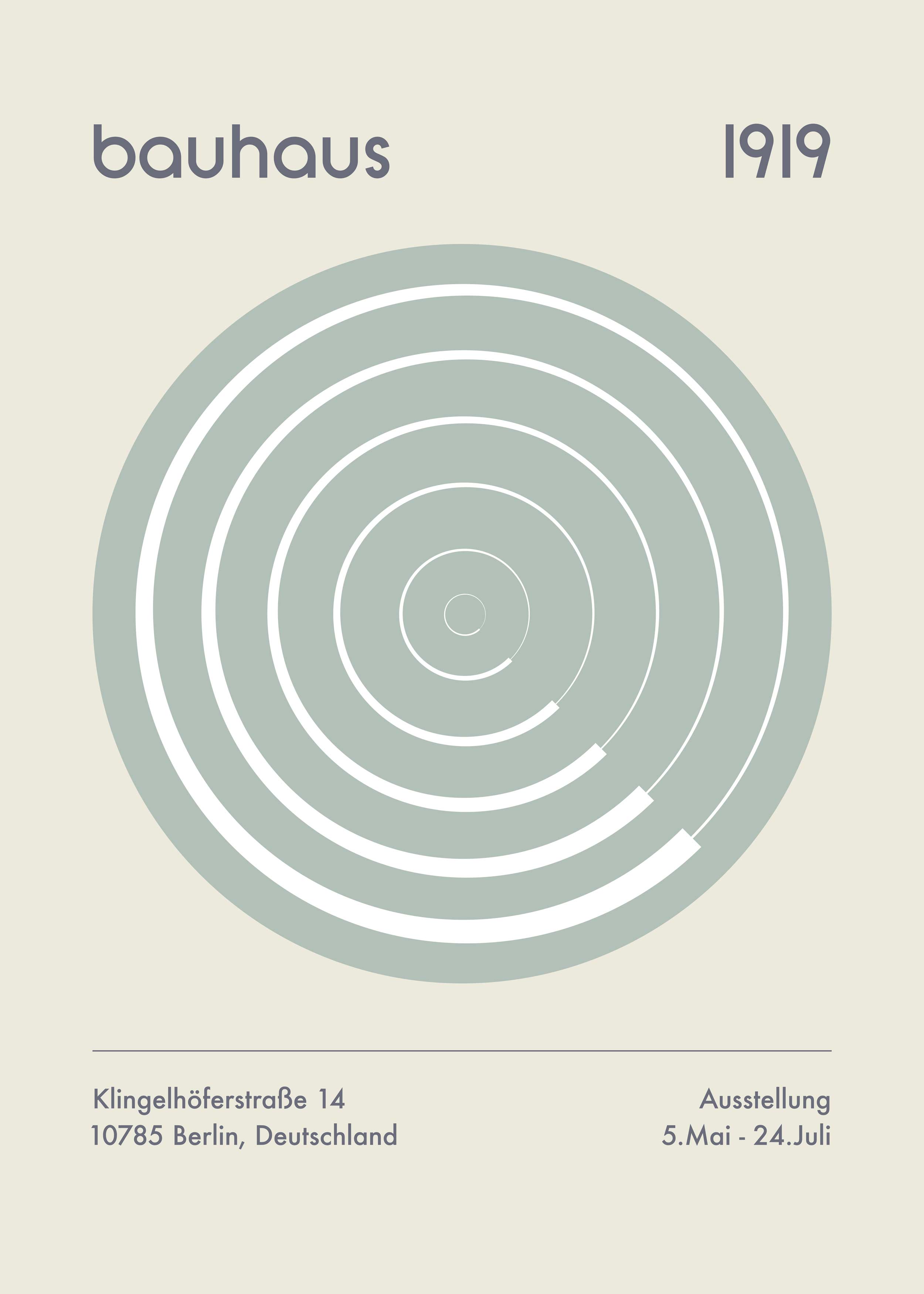 Bauhaus Green plakat - Geometrisk illustration (70x100 cm)