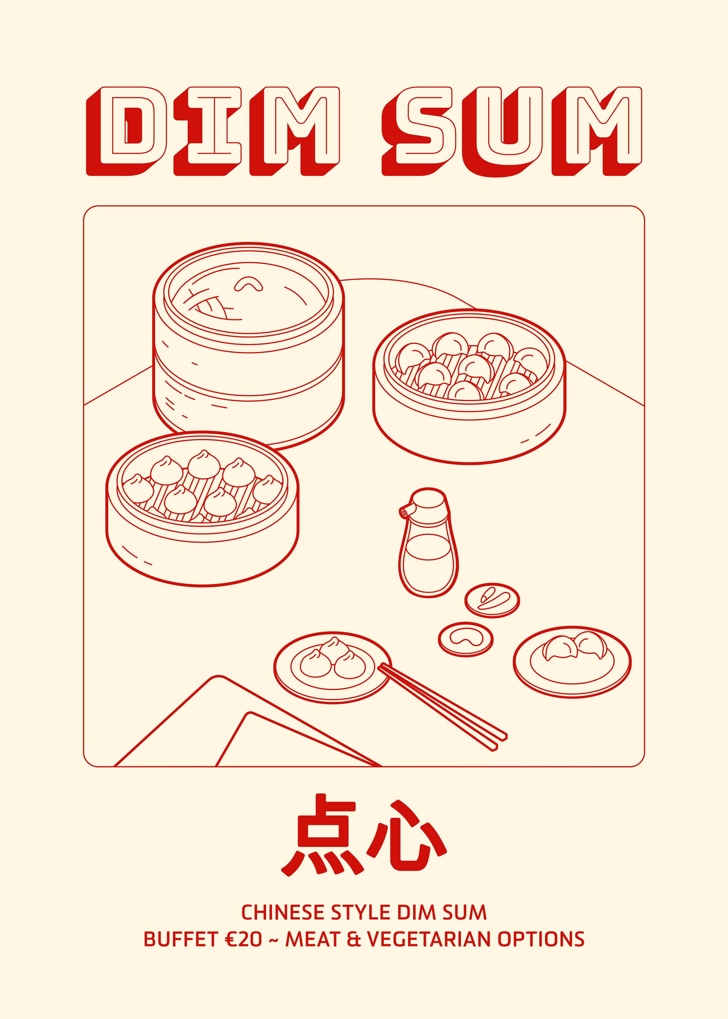 Dim Sum Poster - Food illustration (50x70 cm)