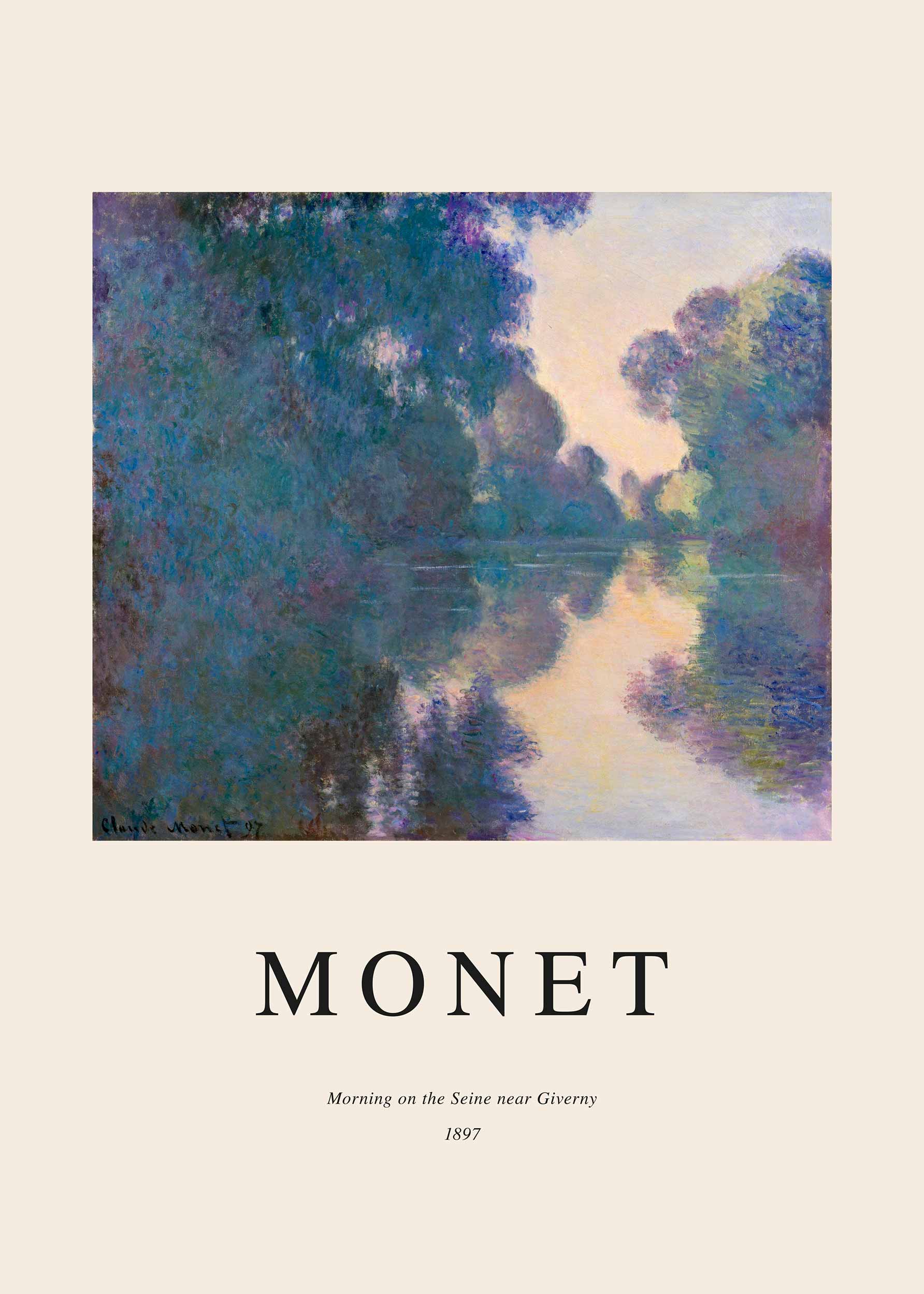 Morning on the Seine by Monet plakat - Flodlandskab maleri (30x40 cm)