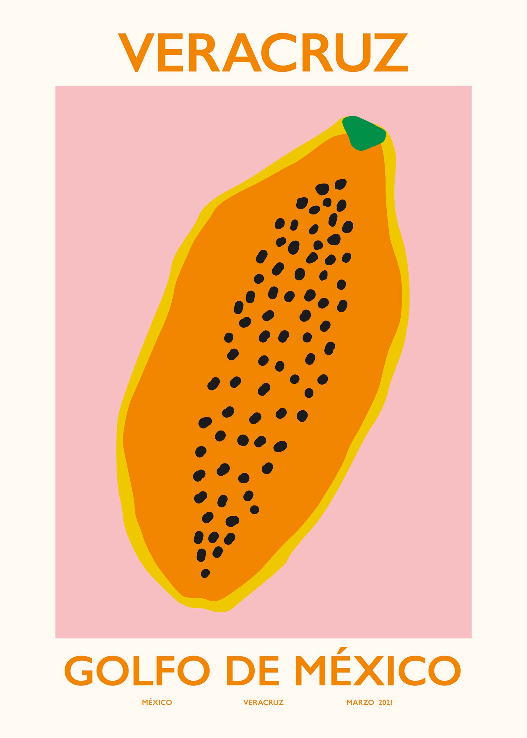 Veracruz Poster - Papaya illustration (70x100 cm)