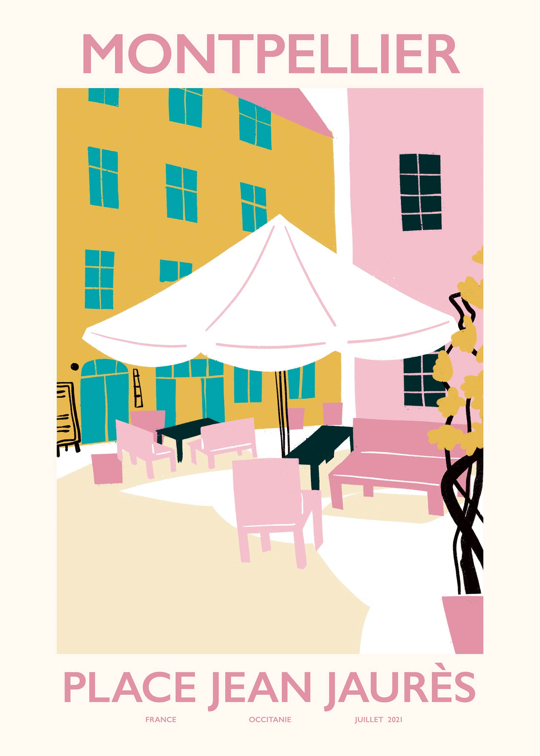 Montpellier Poster - City illustration (70x100 cm)