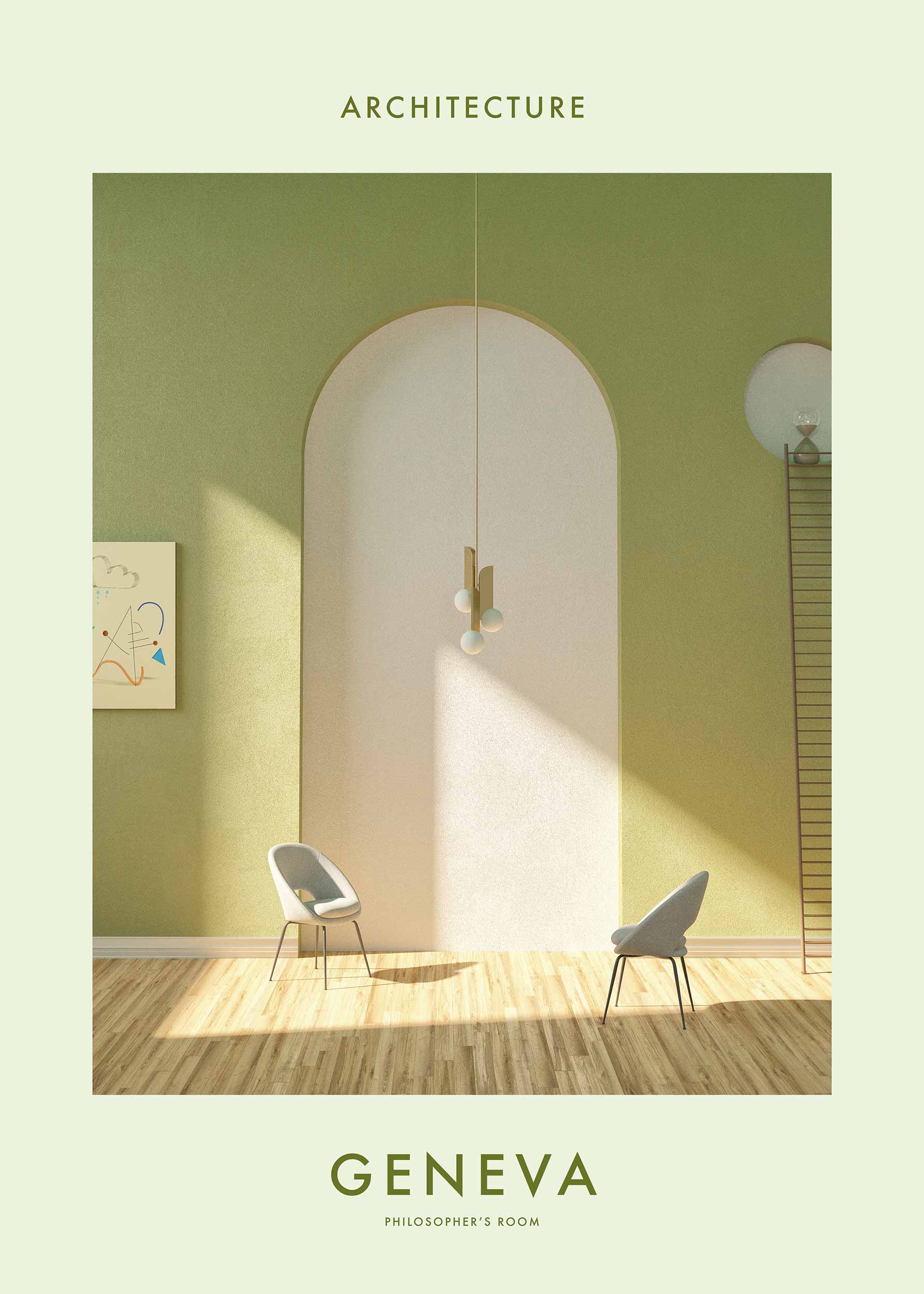 Philosopher's Room Poster - Interior illustration (70x100 cm)