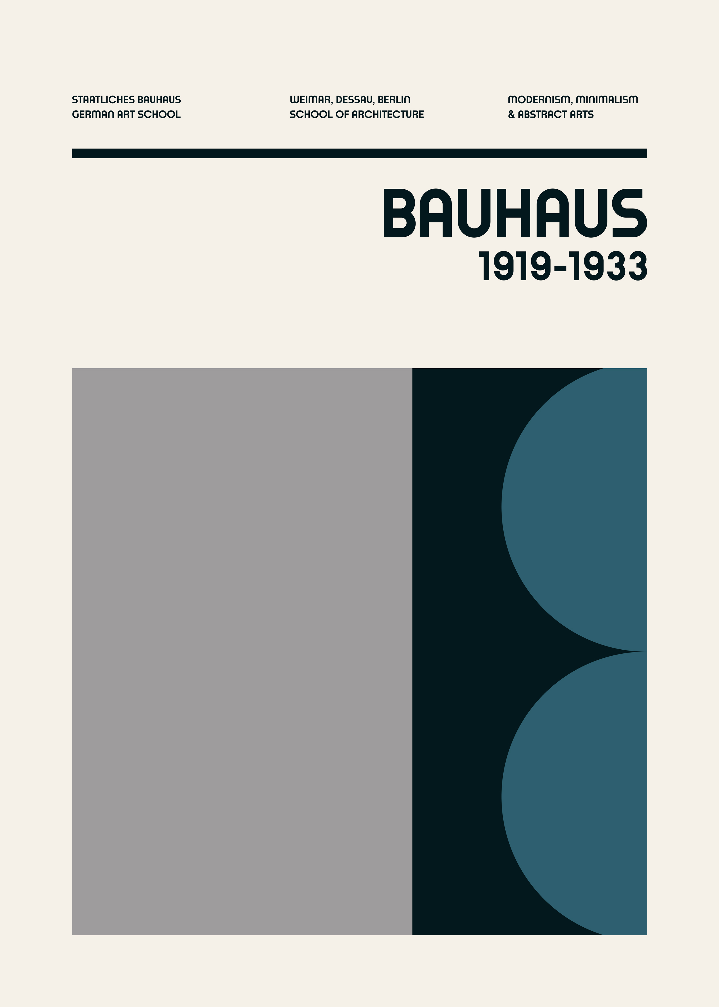 Bauhaus Grey plakat - Typografisk illustration (30x40 cm)