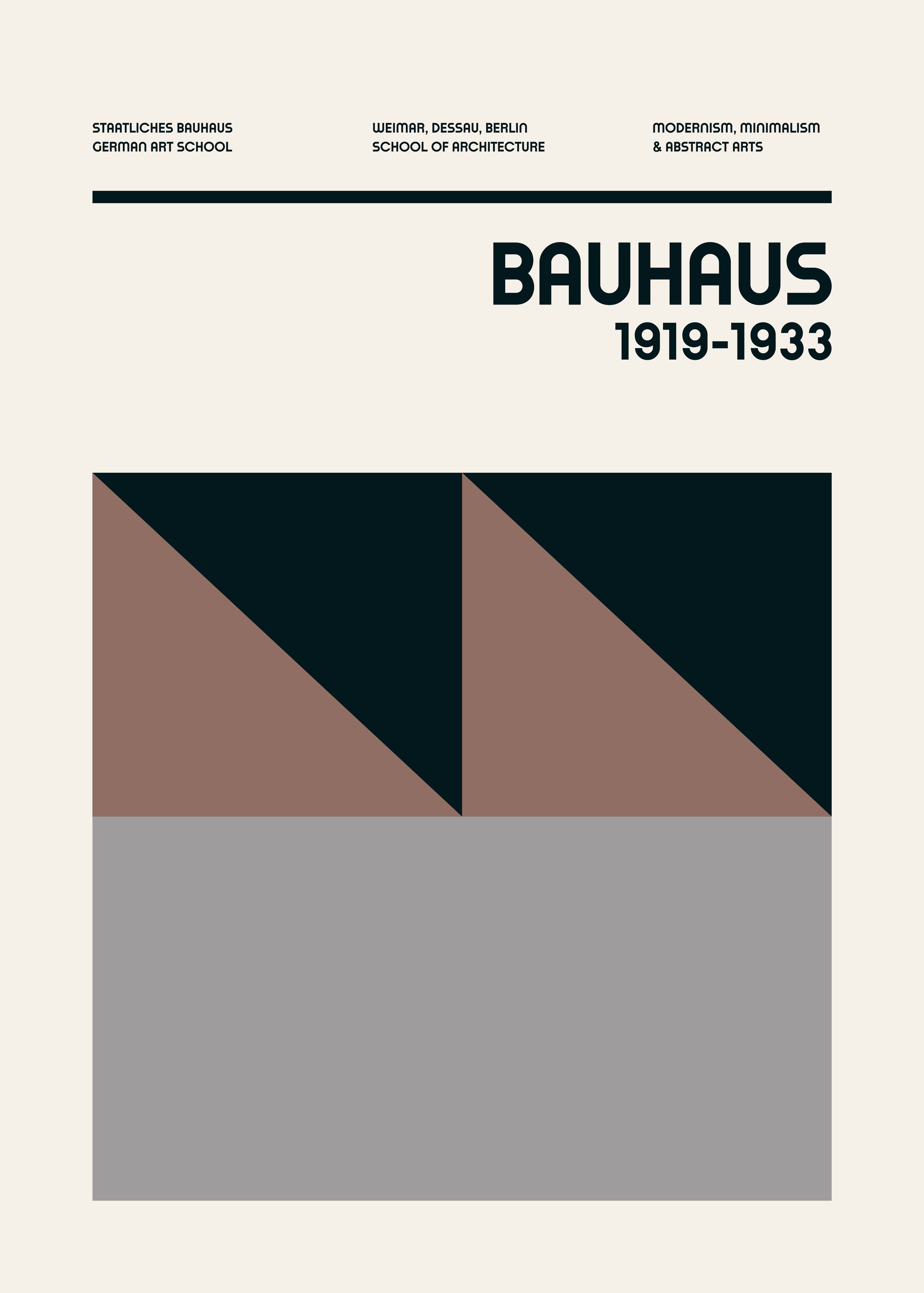 Bauhaus Nude plakat - Geometrisk illustration (30x40 cm)