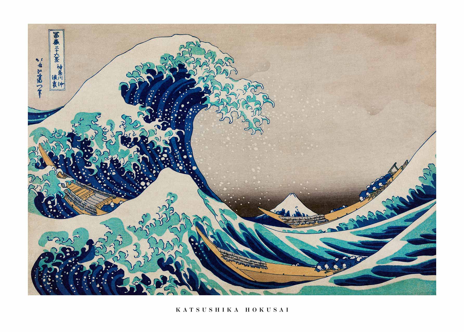 The Great Wave by Katsushika Hokusai Poster - Meeresgrafik (30x40 cm)