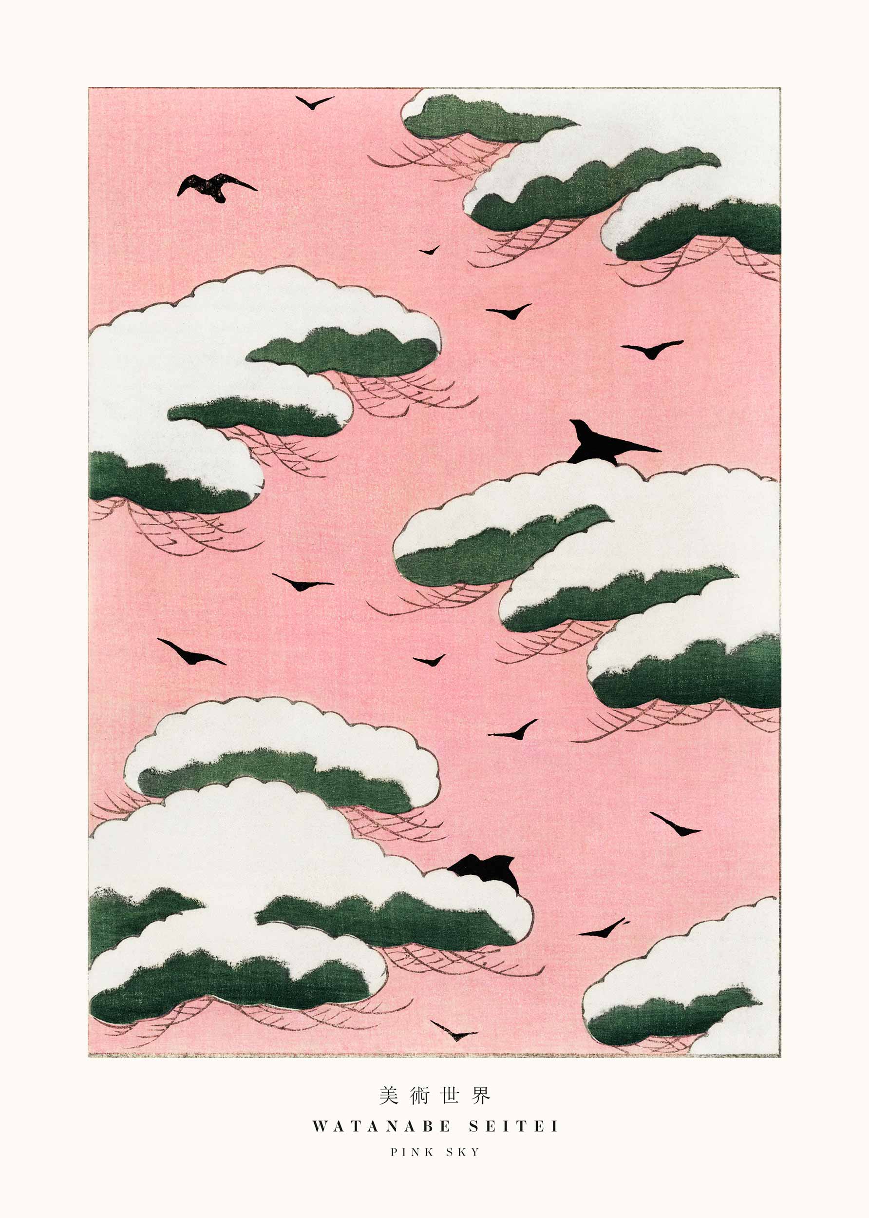 Pink Sky by Watanabe Seitei Poster - Himmel Grafik (50x70 cm)