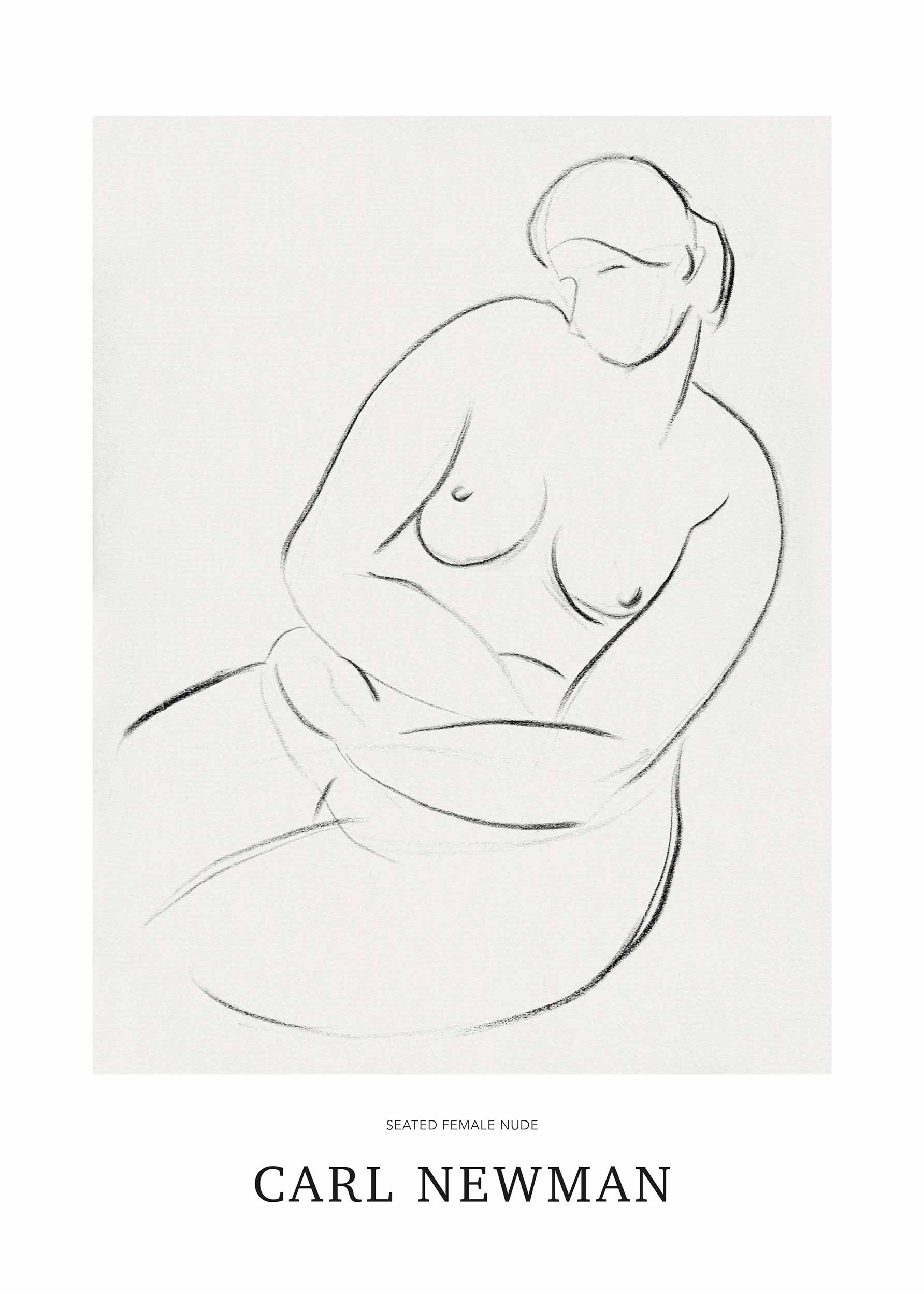 Seated Nude by Carl Newman Poster - Akt Line Art (30x40 cm)