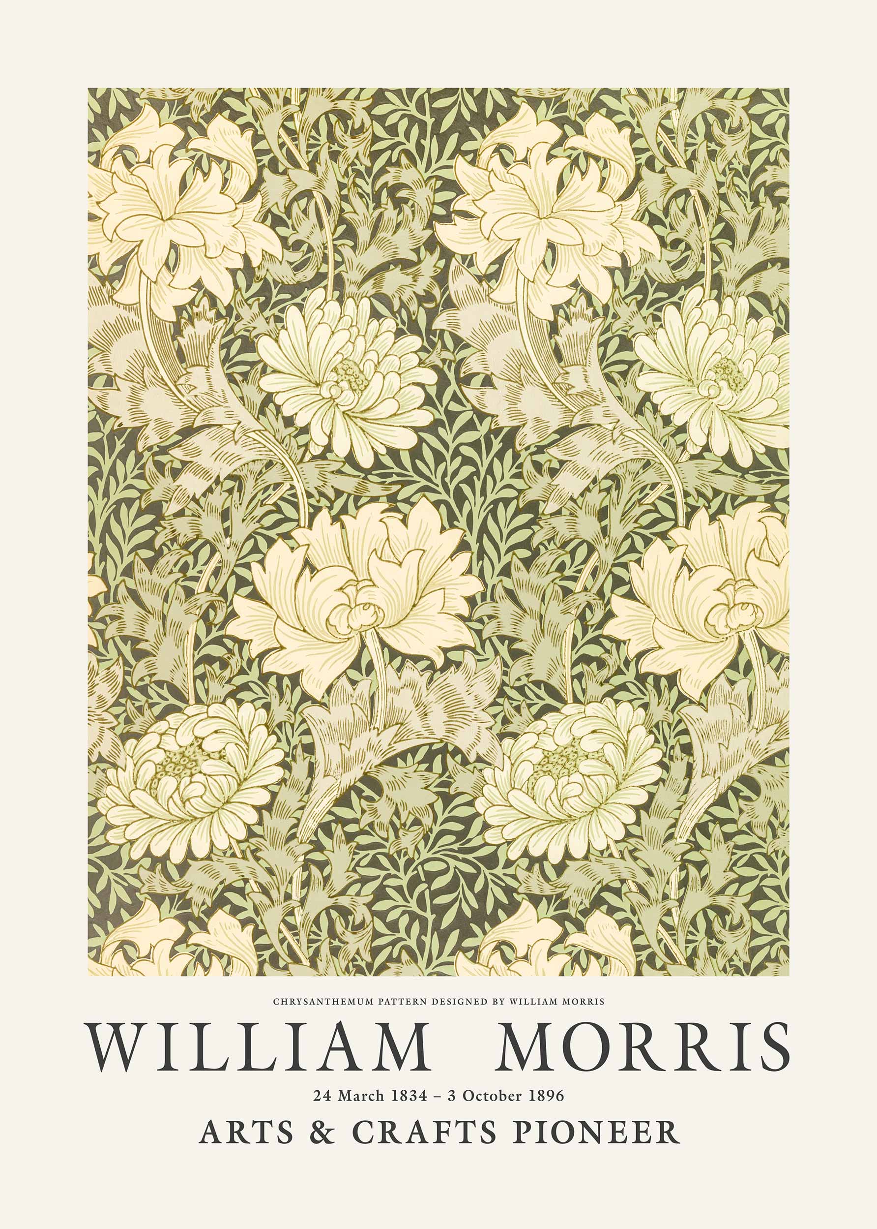 Chrysanthemum Pattern by William Morris Poster - Floral illustration (50x70 cm)