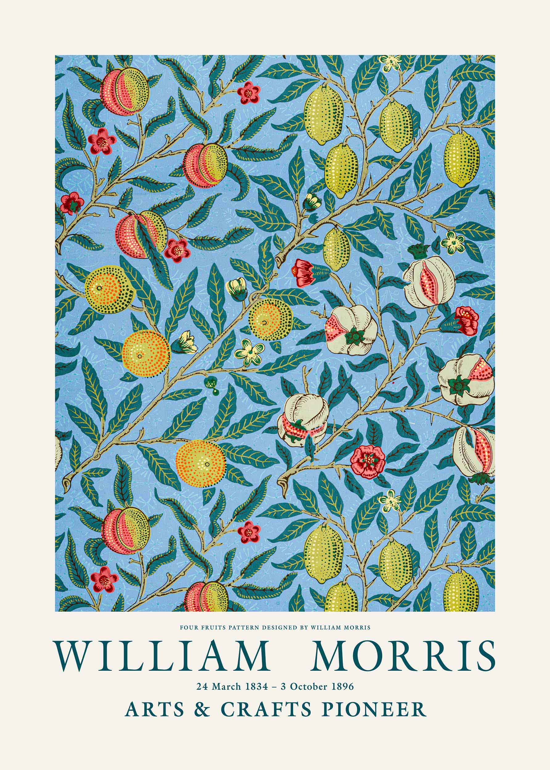 Four Fruits by William Morris Poster - Botanik-Grafik (30x40 cm)