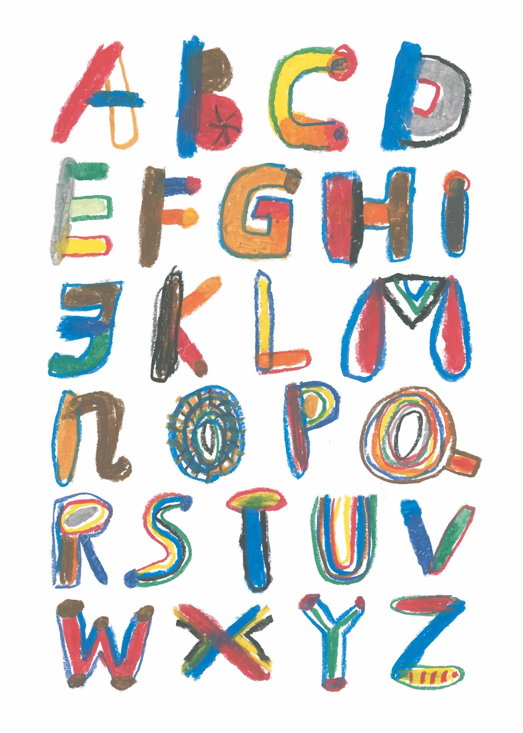 Crayon ABC Poster - Alphabet illustration (50x70 cm)