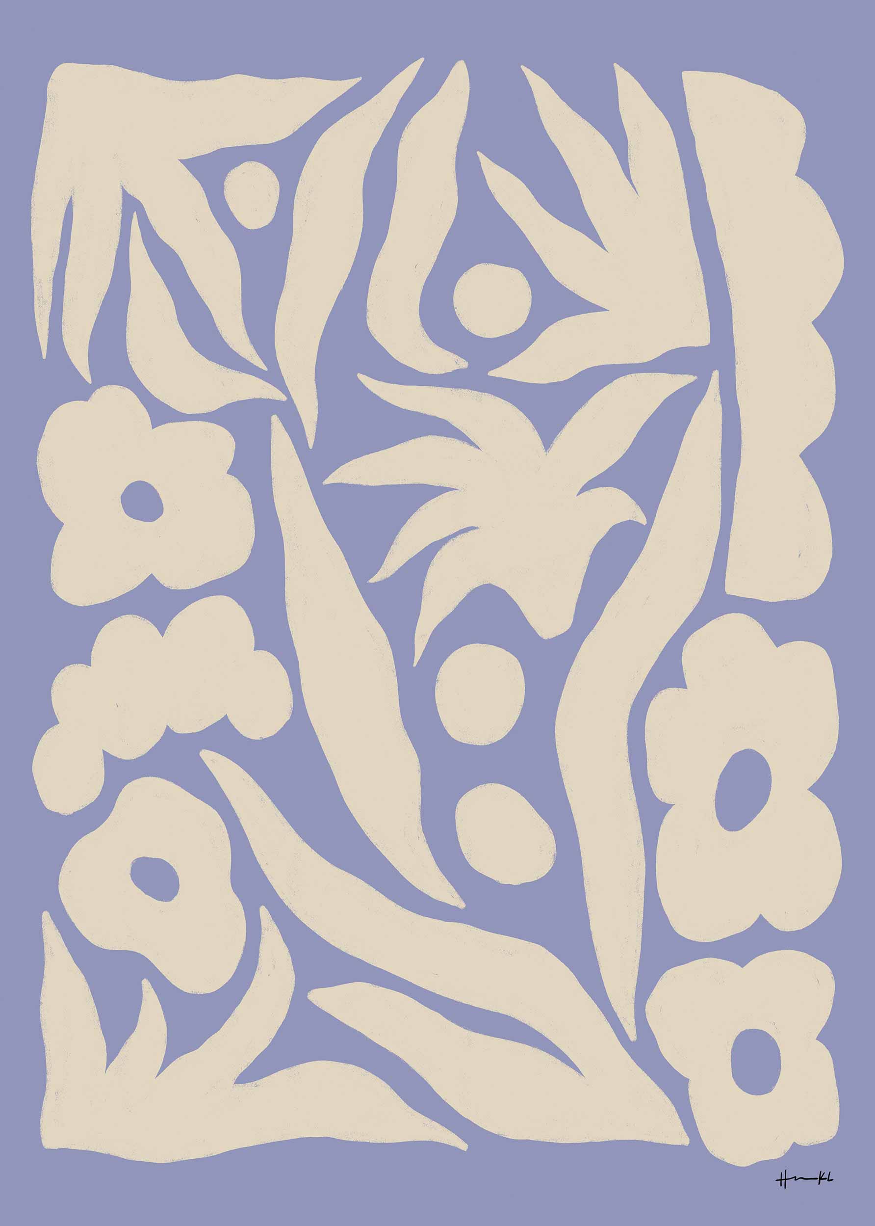 Blue Eyed Grass Two Poster - Blumenillustration (50x70 cm)