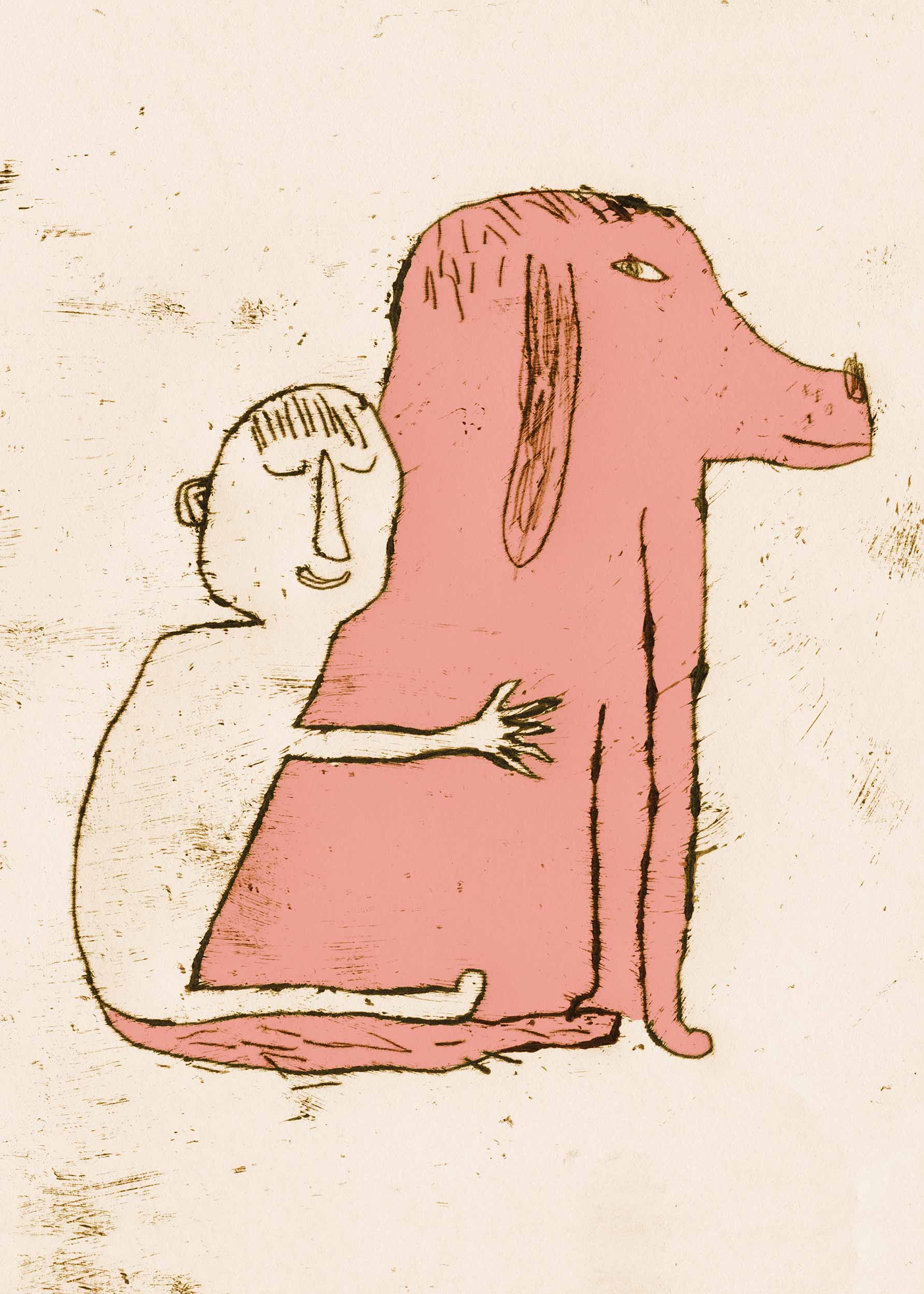 Dog and Cuddle Poster - Figurenillustration (30x40 cm)