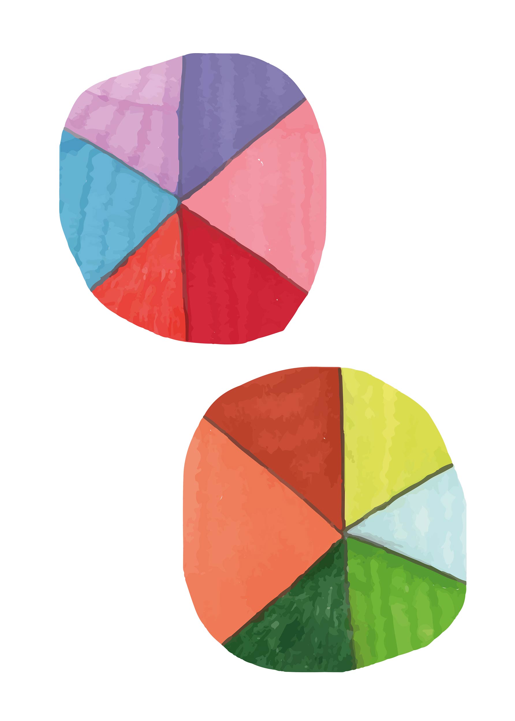 Color Wheels Poster - Abstract illustration (21x30 cm)
