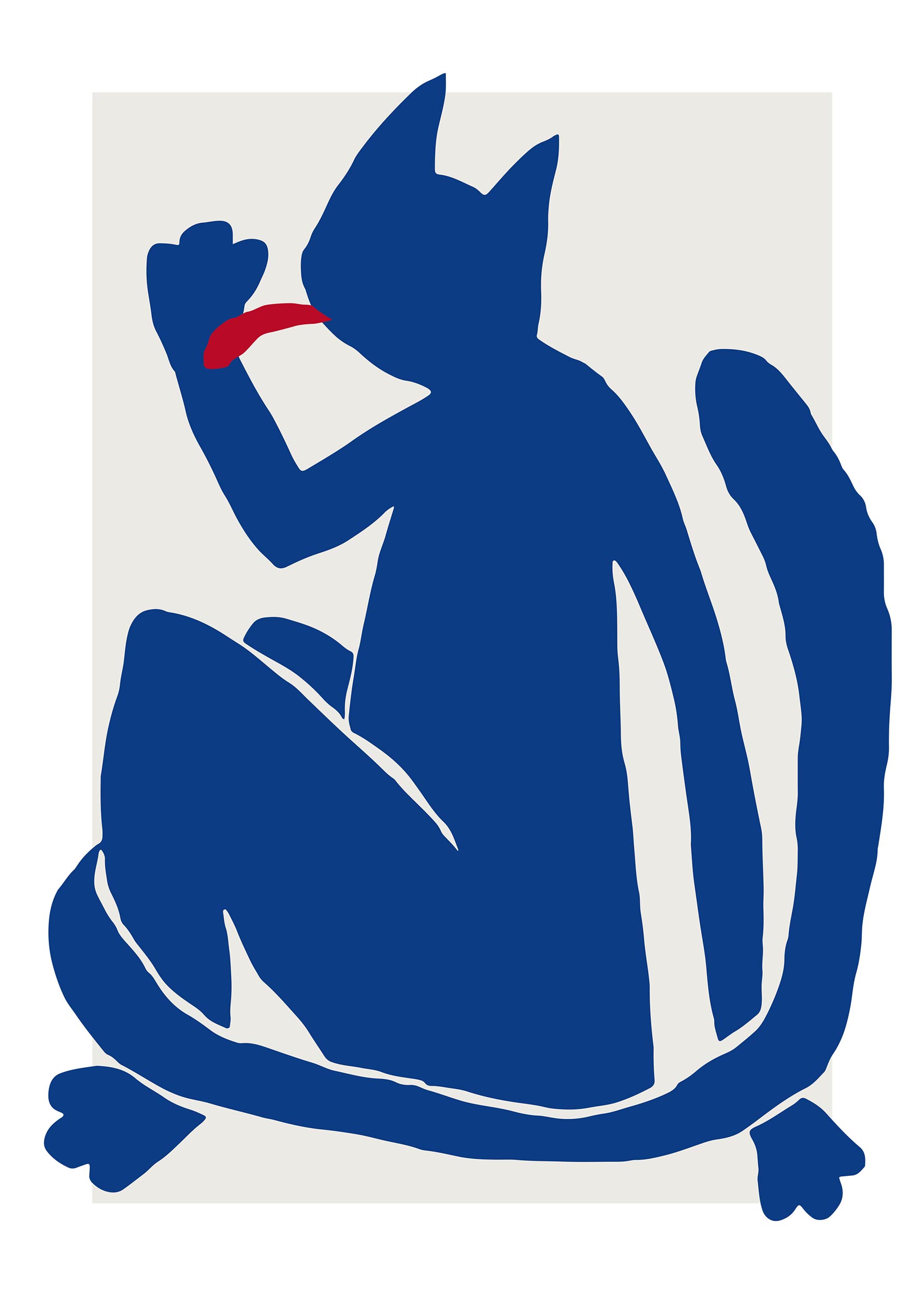 Blue Cat plakat - Dyreillustration (70x100 cm)