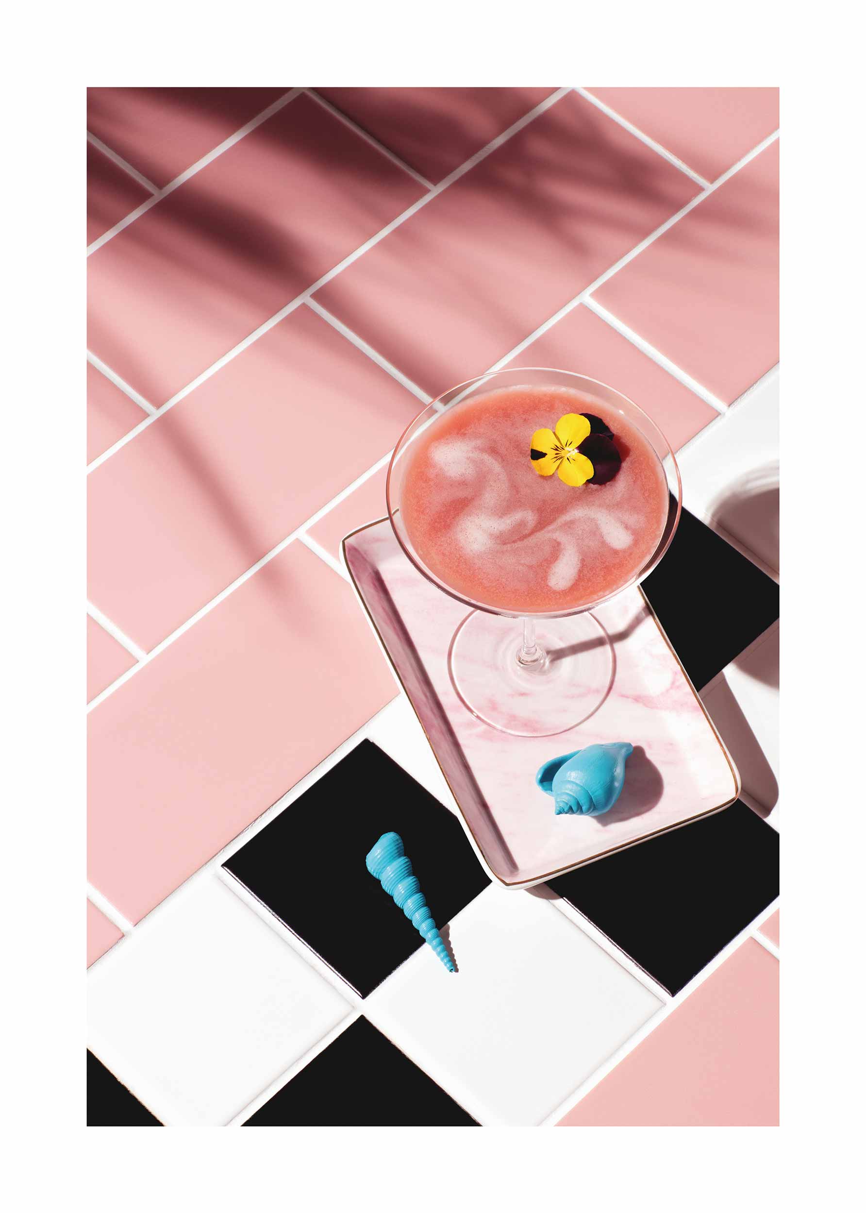 Pink Cocktail Poster - Cocktail Grafik (40x50 cm)