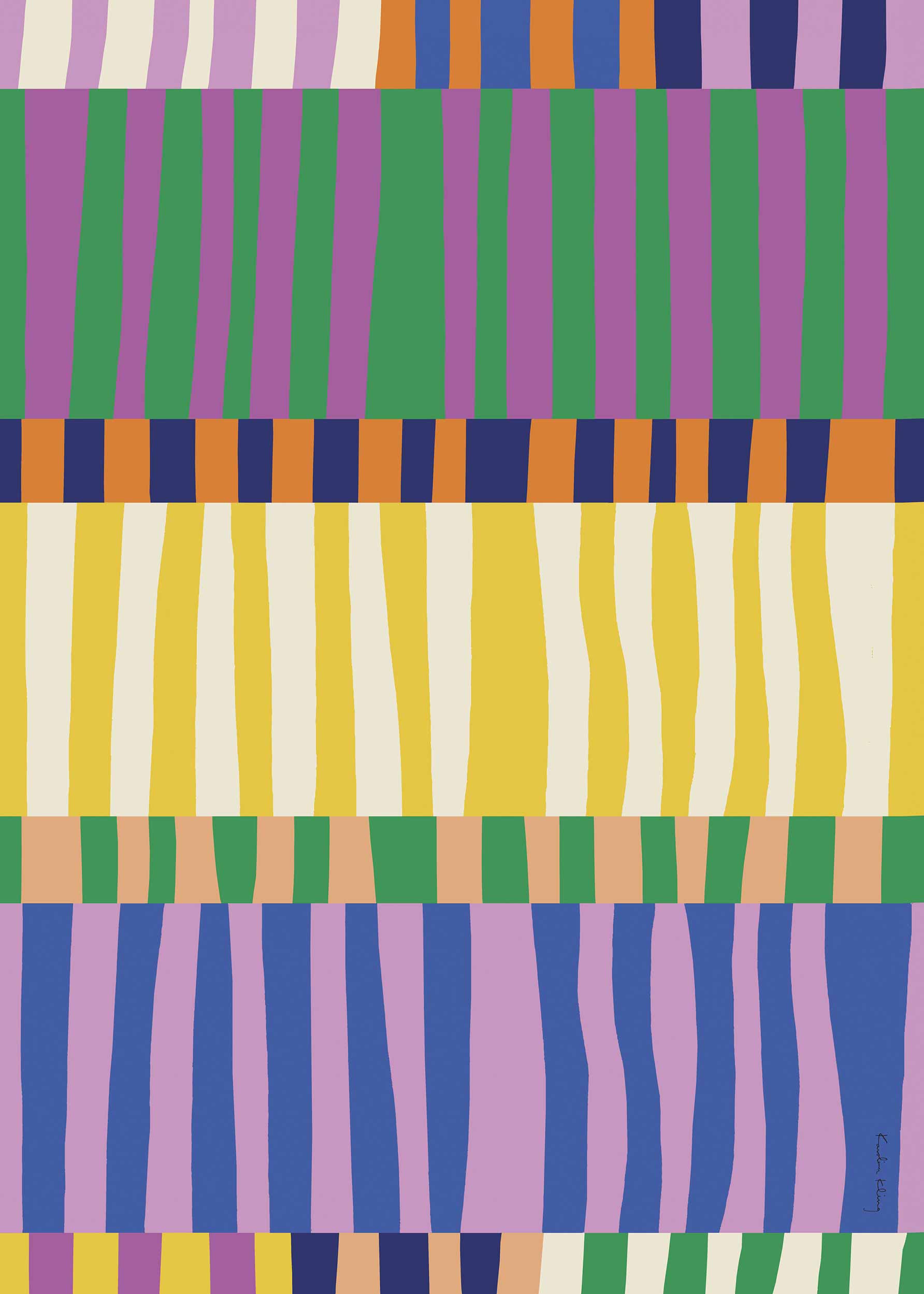 Stripe A Pose No.1 Poster - Abstract illustration (30x40 cm)