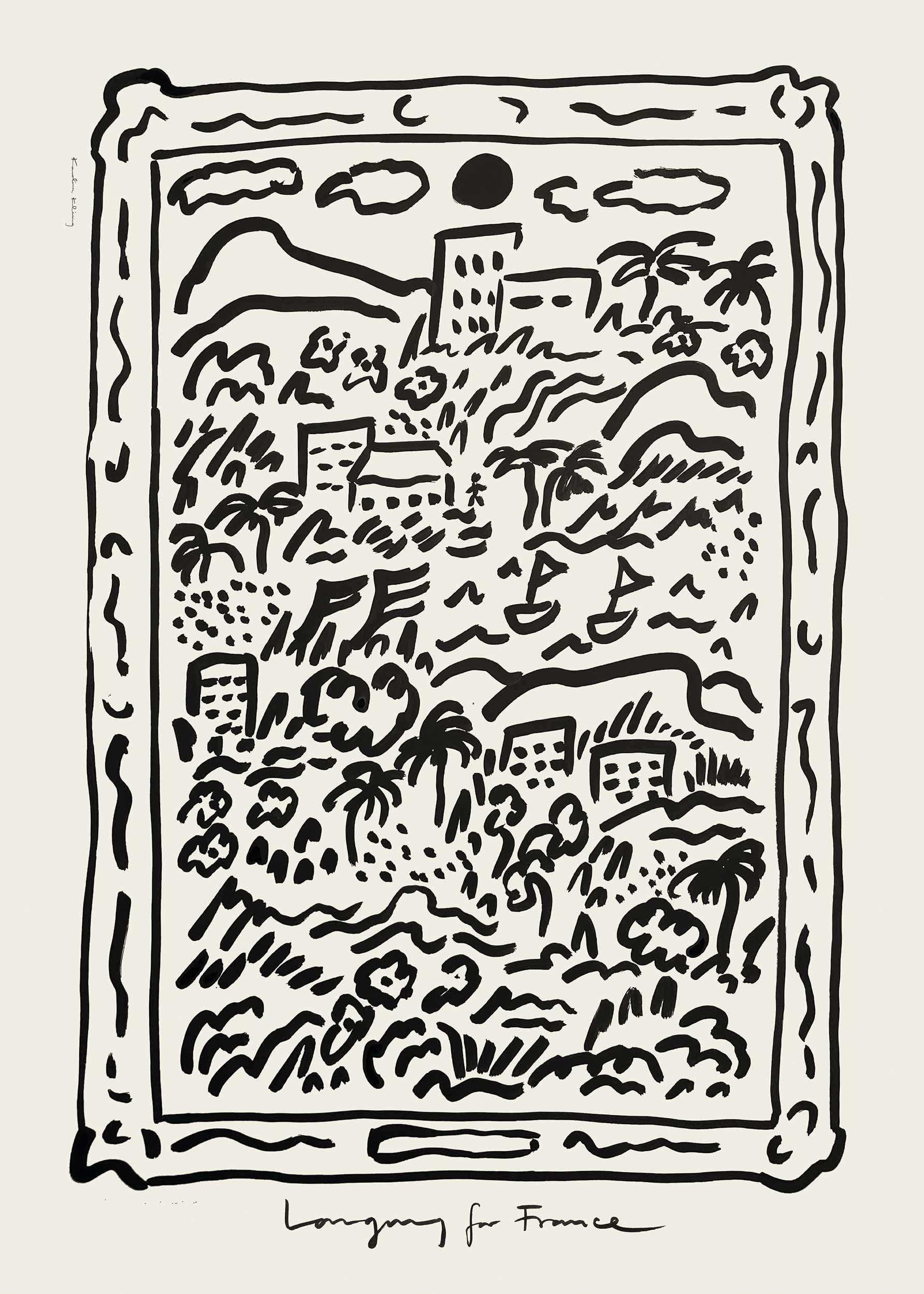 Longing For France No.1 Poster - Coastal town illustration (50x70 cm)