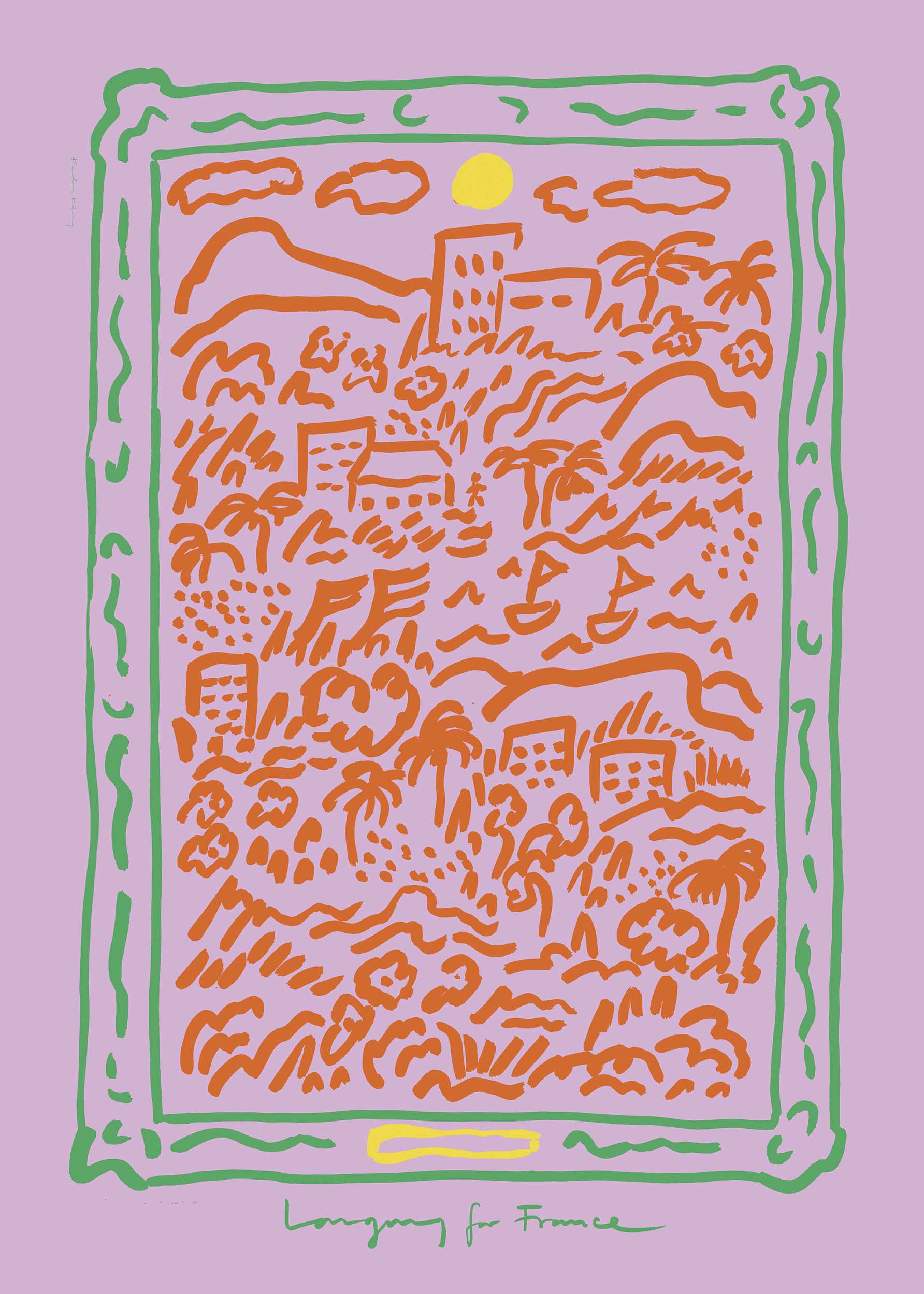 Longing For France No.2 Poster - Landscape illustration (30x40 cm)