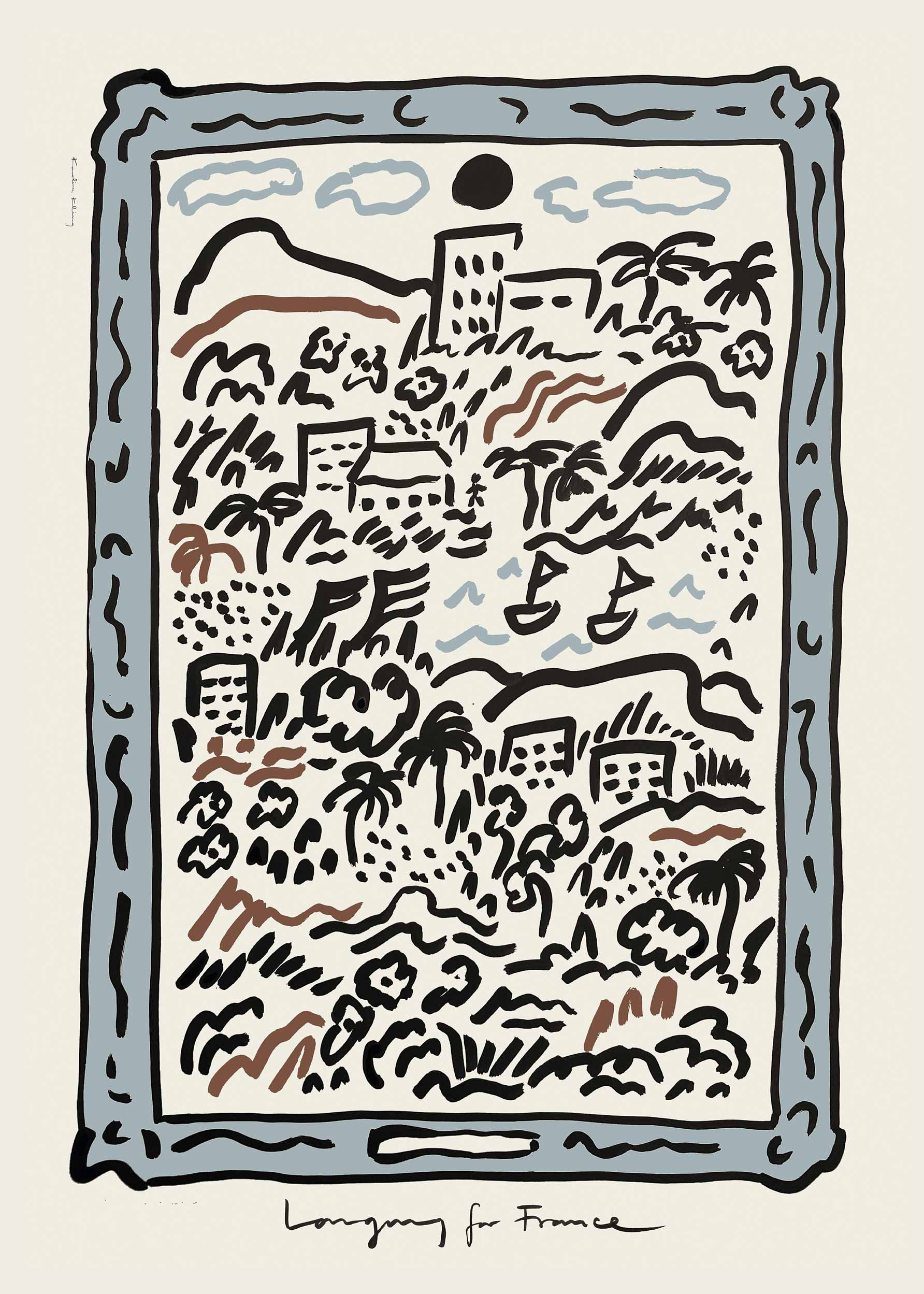 Longing For France No.3 Poster - Landscape illustration (50x70 cm)