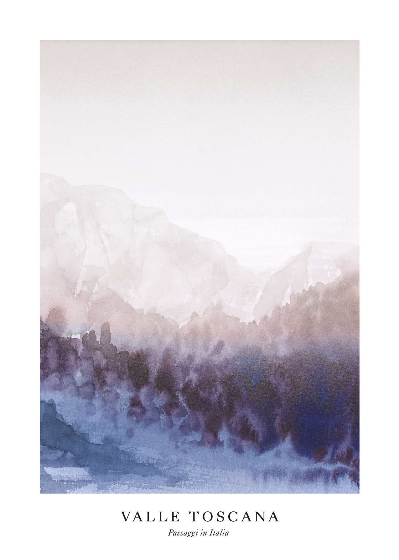 Valle Toscana Poster - Mountain landscape watercolour (30x40 cm)