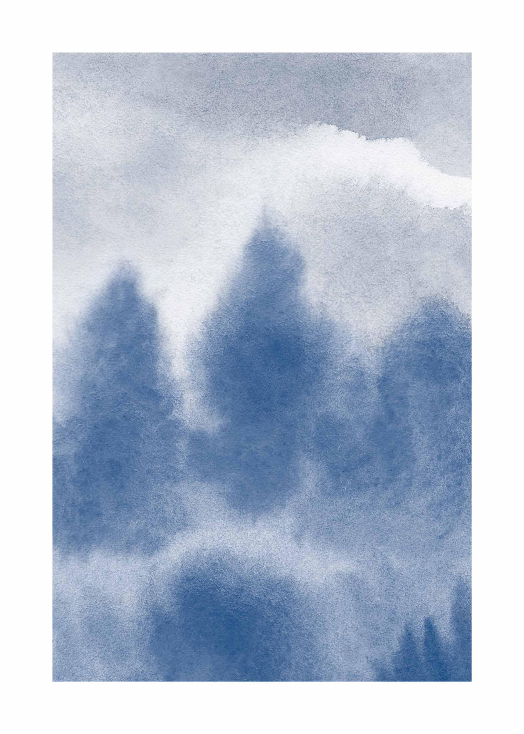 Blue Forest Poster - Forest illustration (30x40 cm)
