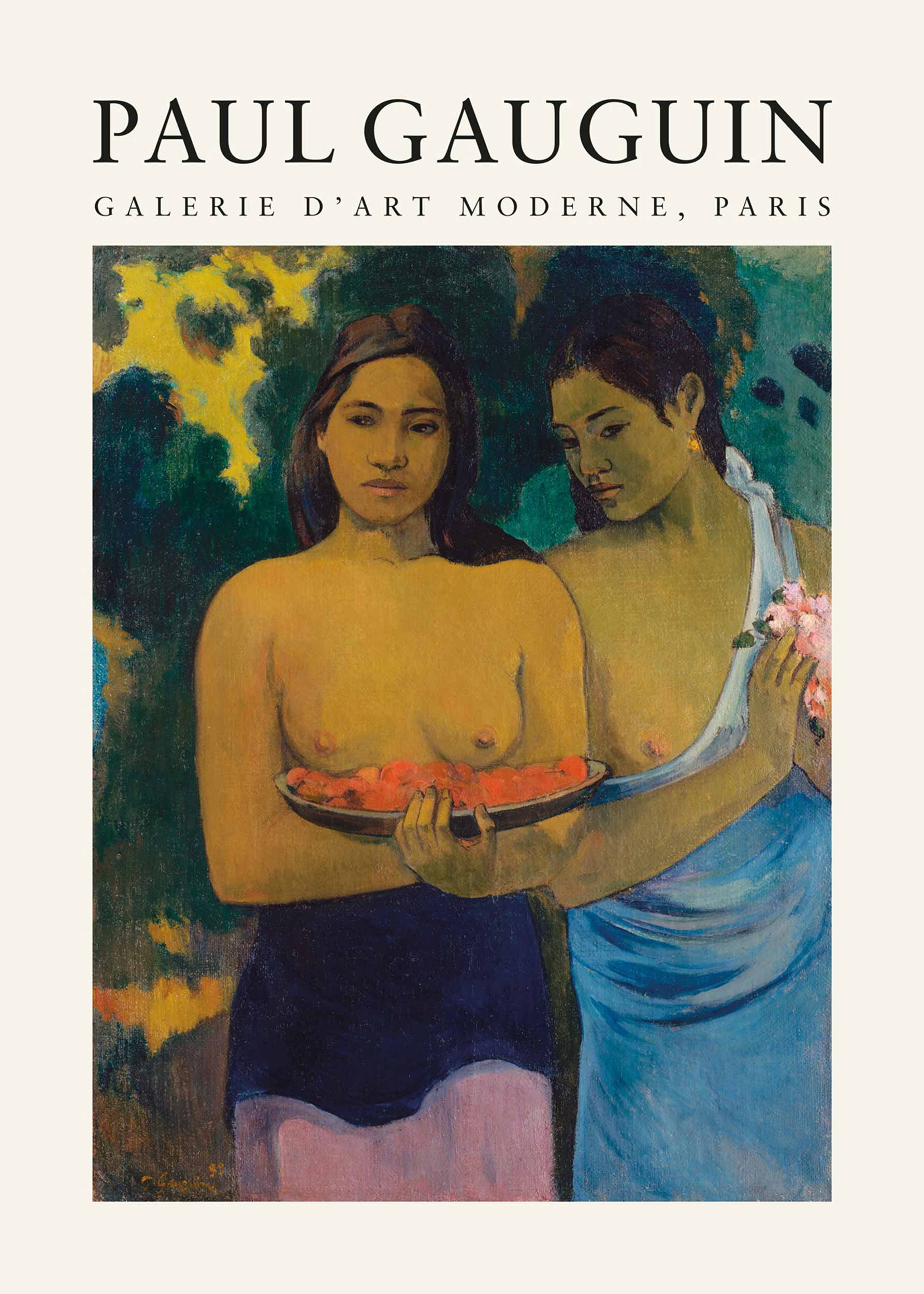 Two Tahitian Women by Paul Gauguin Poster - Figurative painting (70x100 cm)