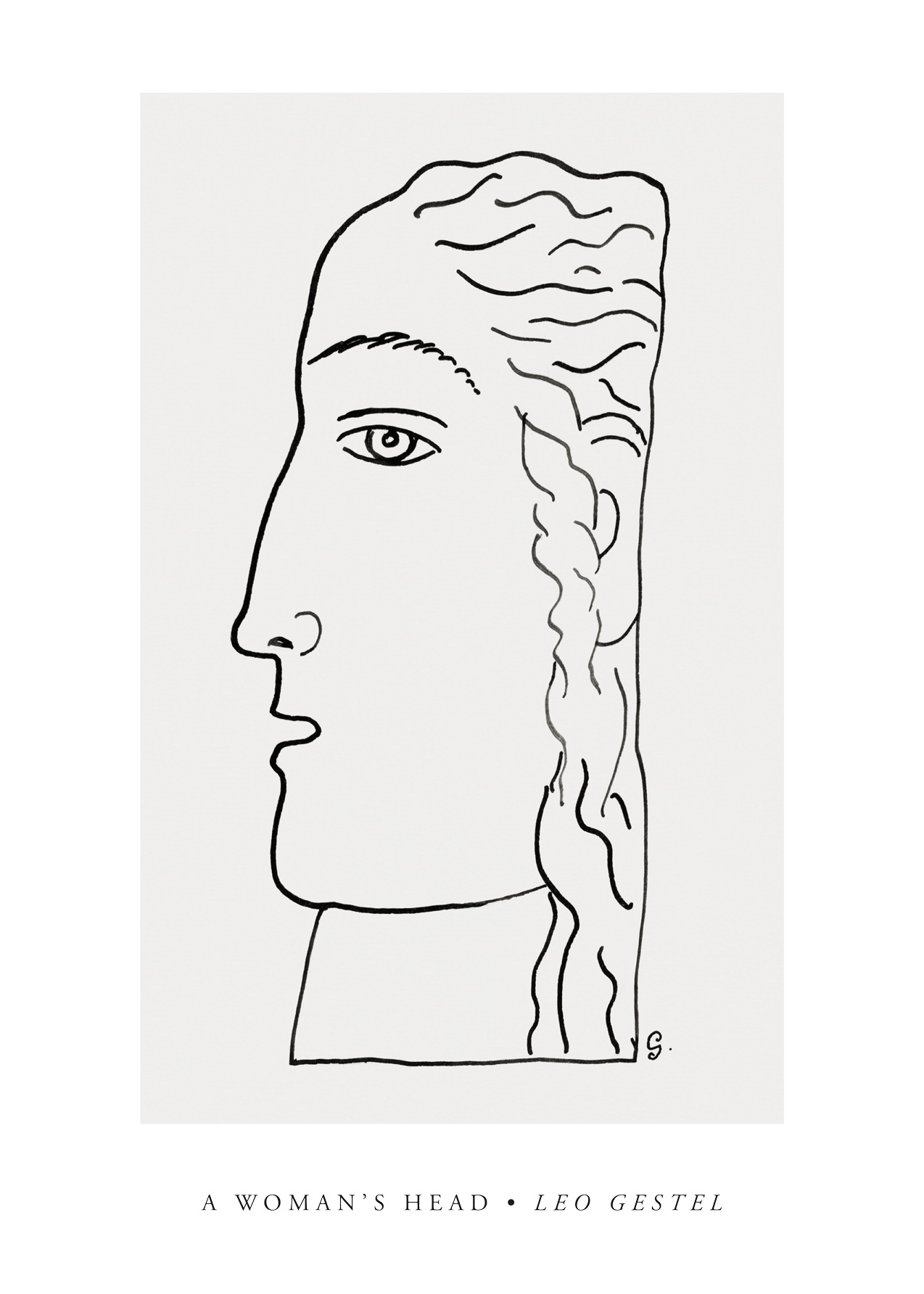 A Woman's Head by Leo Gestel Poster - Portrait line art (30x40 cm)