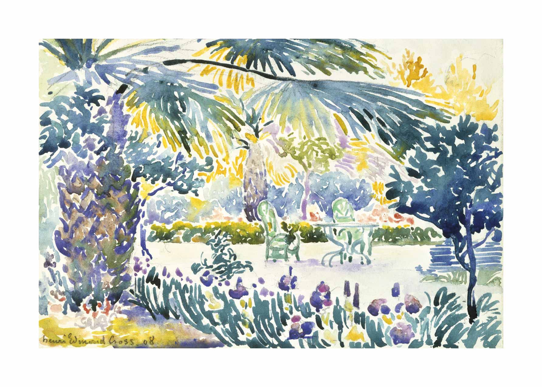 Garden of the Painter at Saint Clair by Henri-Edmond Cross Poster - Garden watercolour (30x40 cm)