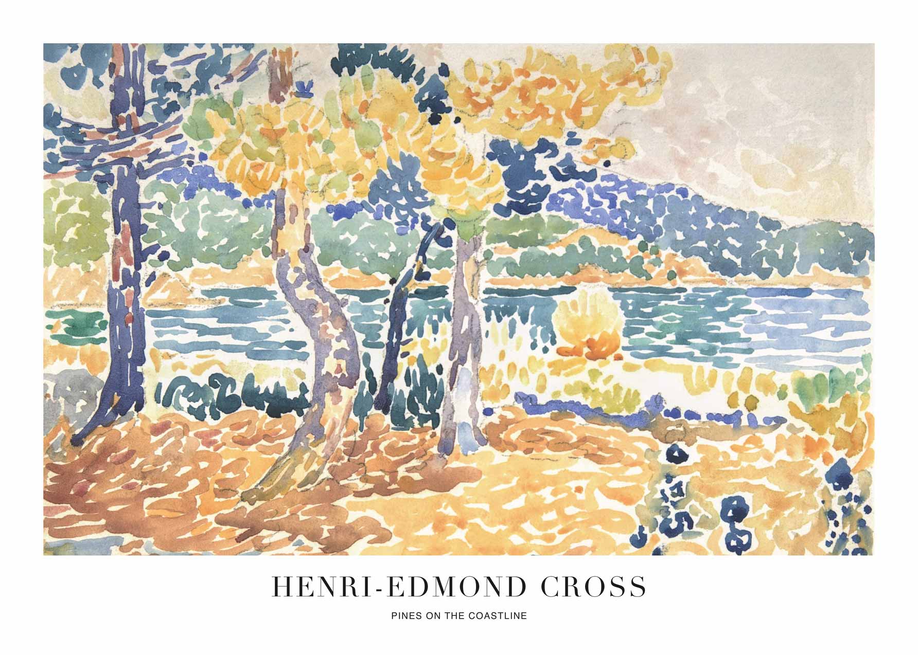 Pines on the Coastline by Henri-Edmond Cross Poster - Coastal landscape painting (30x40 cm)