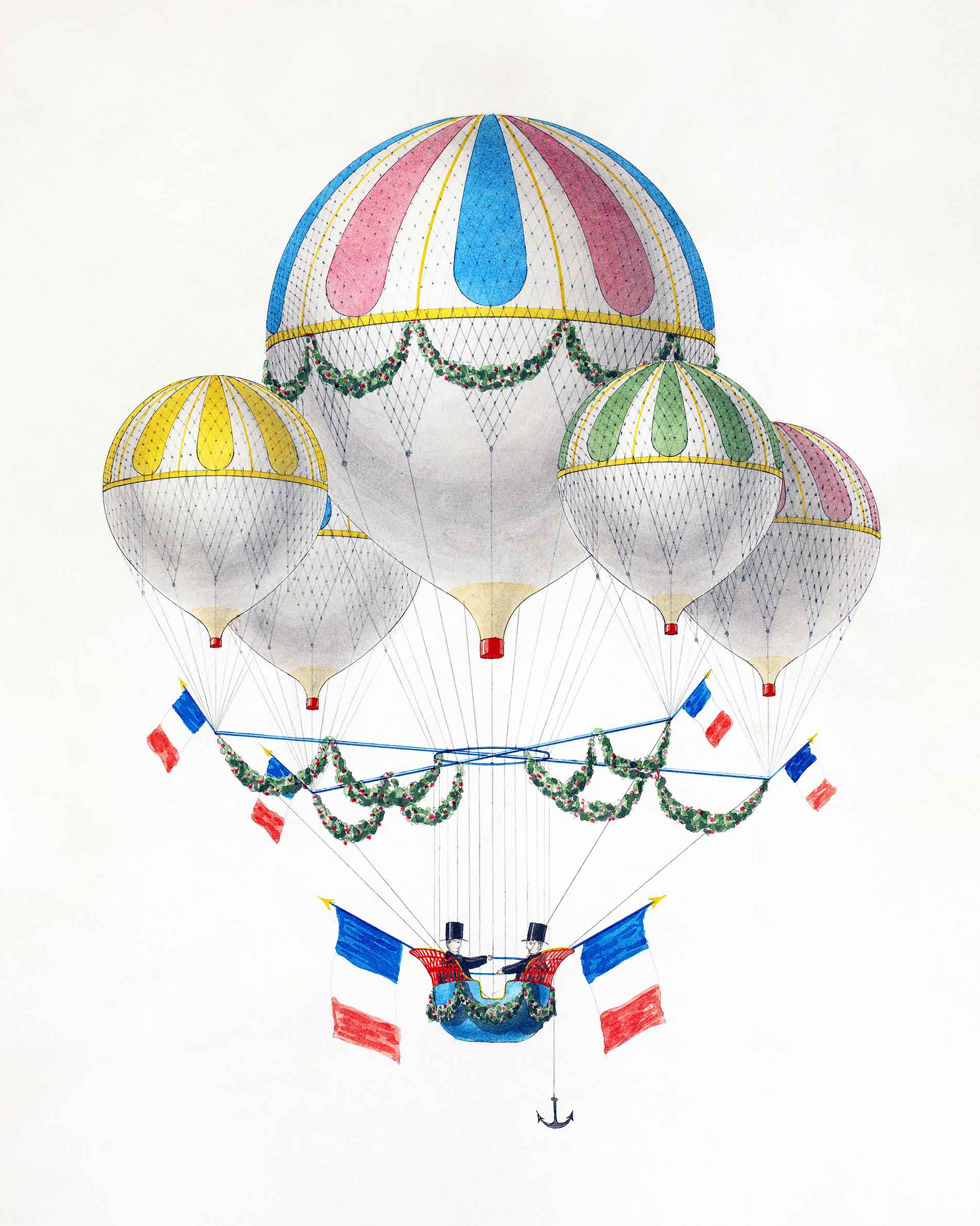 Fly Me To The Moon Poster - Balloon illustration (30x40 cm)