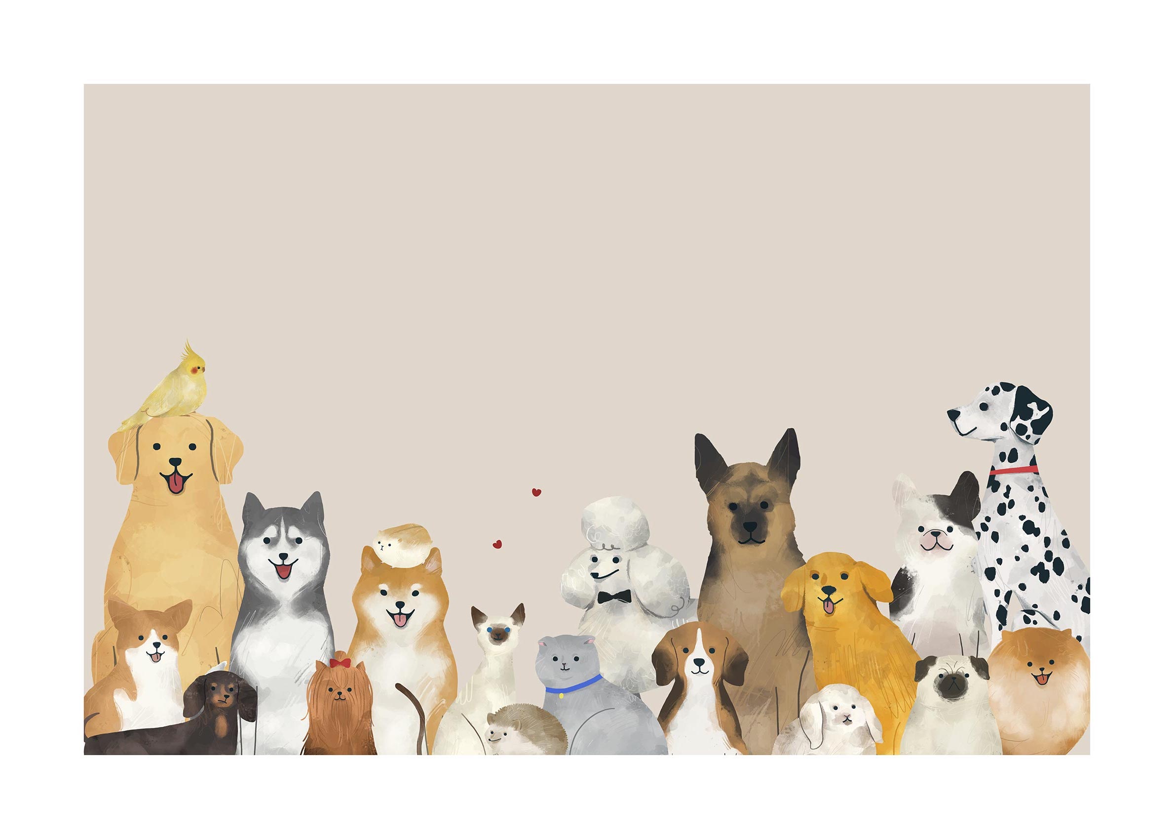 Big Family Portrait Poster - Animal illustration (50x70 cm)