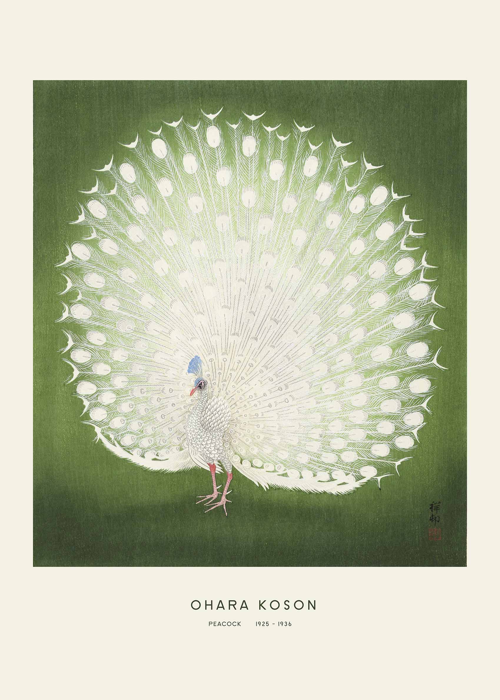 Peacock by Ohara Koson Poster - Tierillustration (50x70 cm)