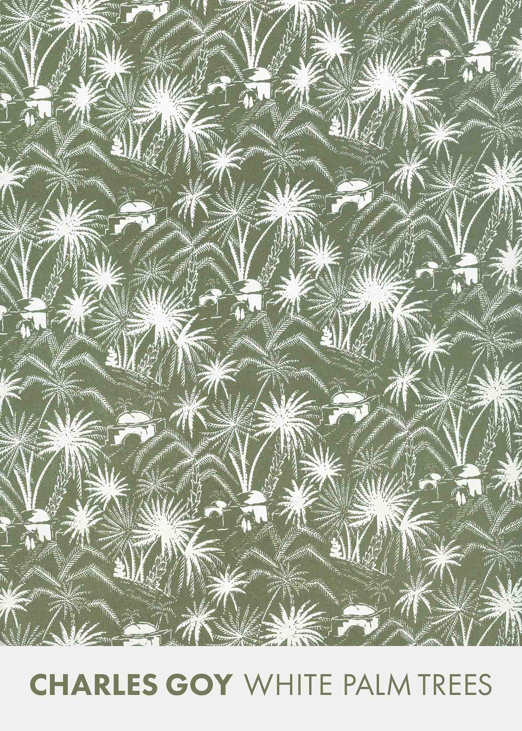 White Palm Trees Green by Charles Goy Poster - Palmen Grafik (50x70 cm)