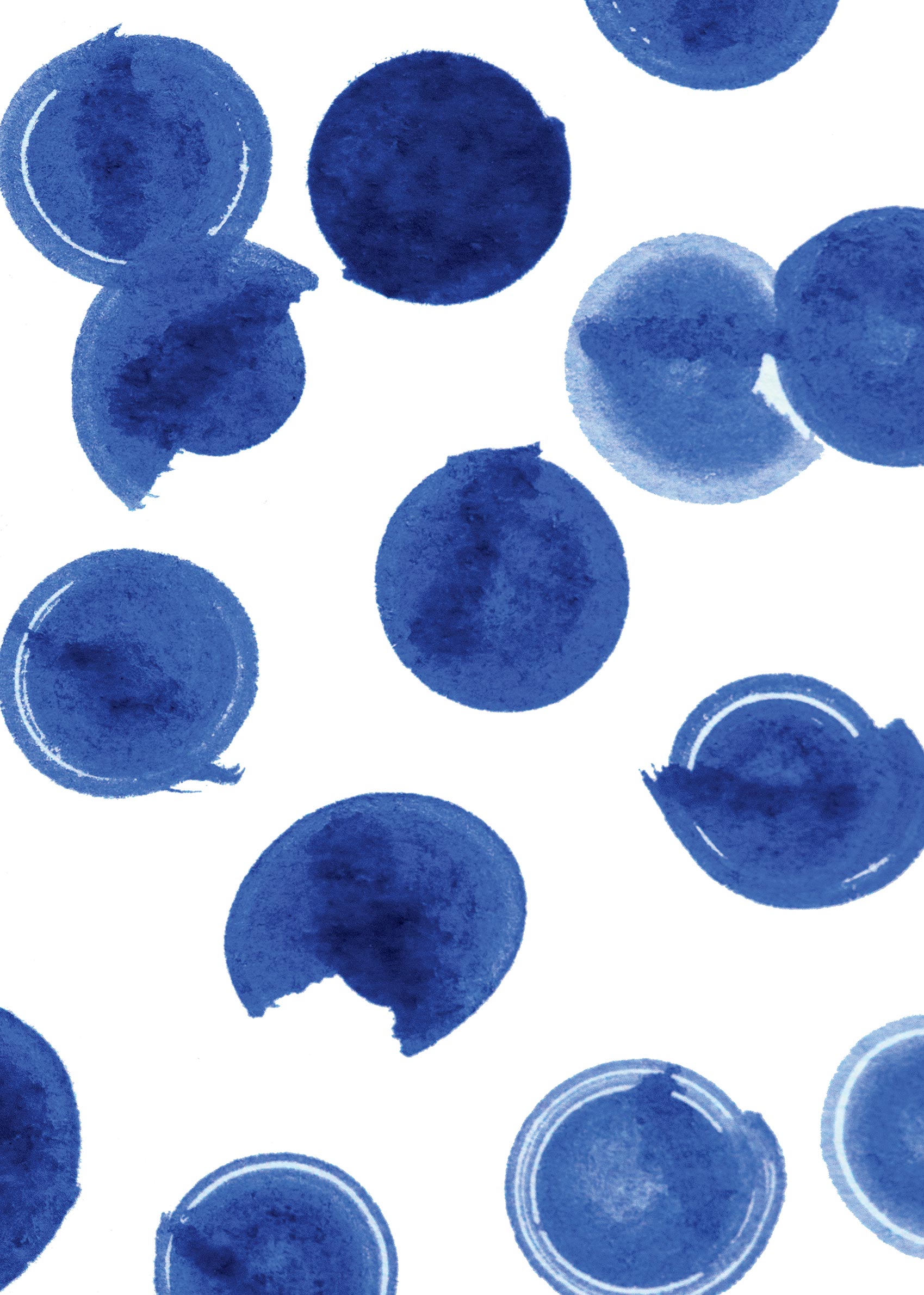Midnight Blue Dots Poster - Abstrakte Grafik (50x70 cm)