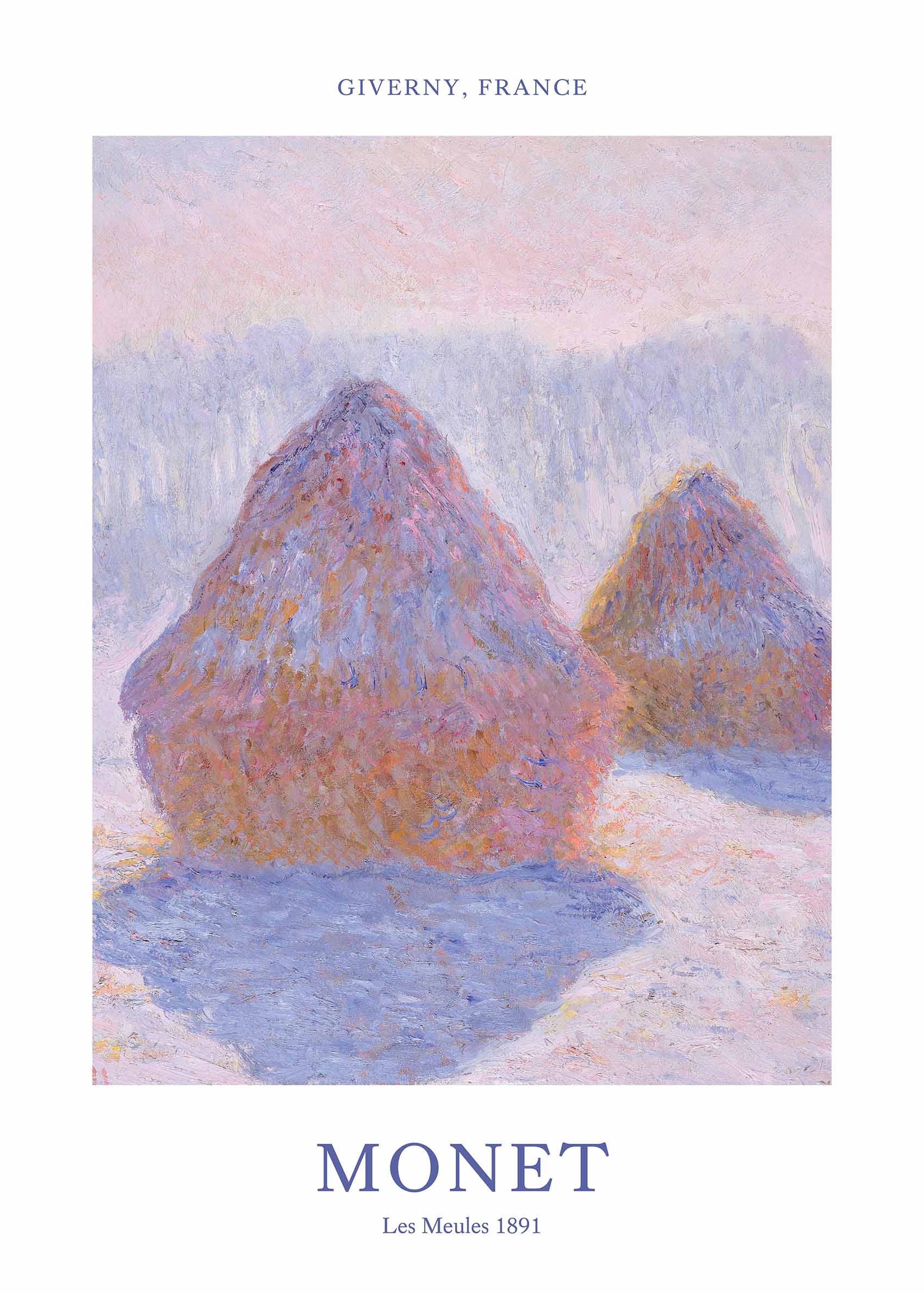 Les Meules by Claude Monet Poster - Landscape painting (50x70 cm)