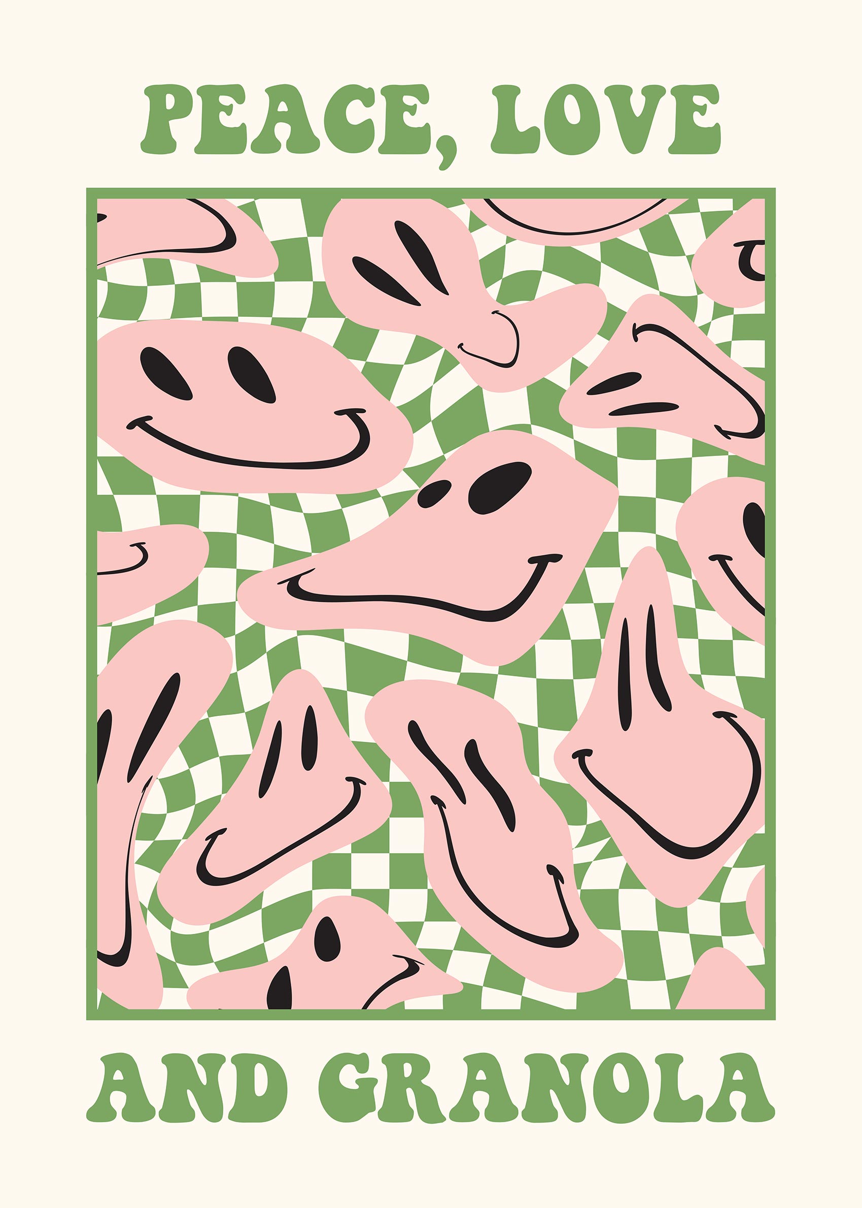 Peace Love And Granola Poster - Abstrakte Typografie-Grafik (50x70 cm)