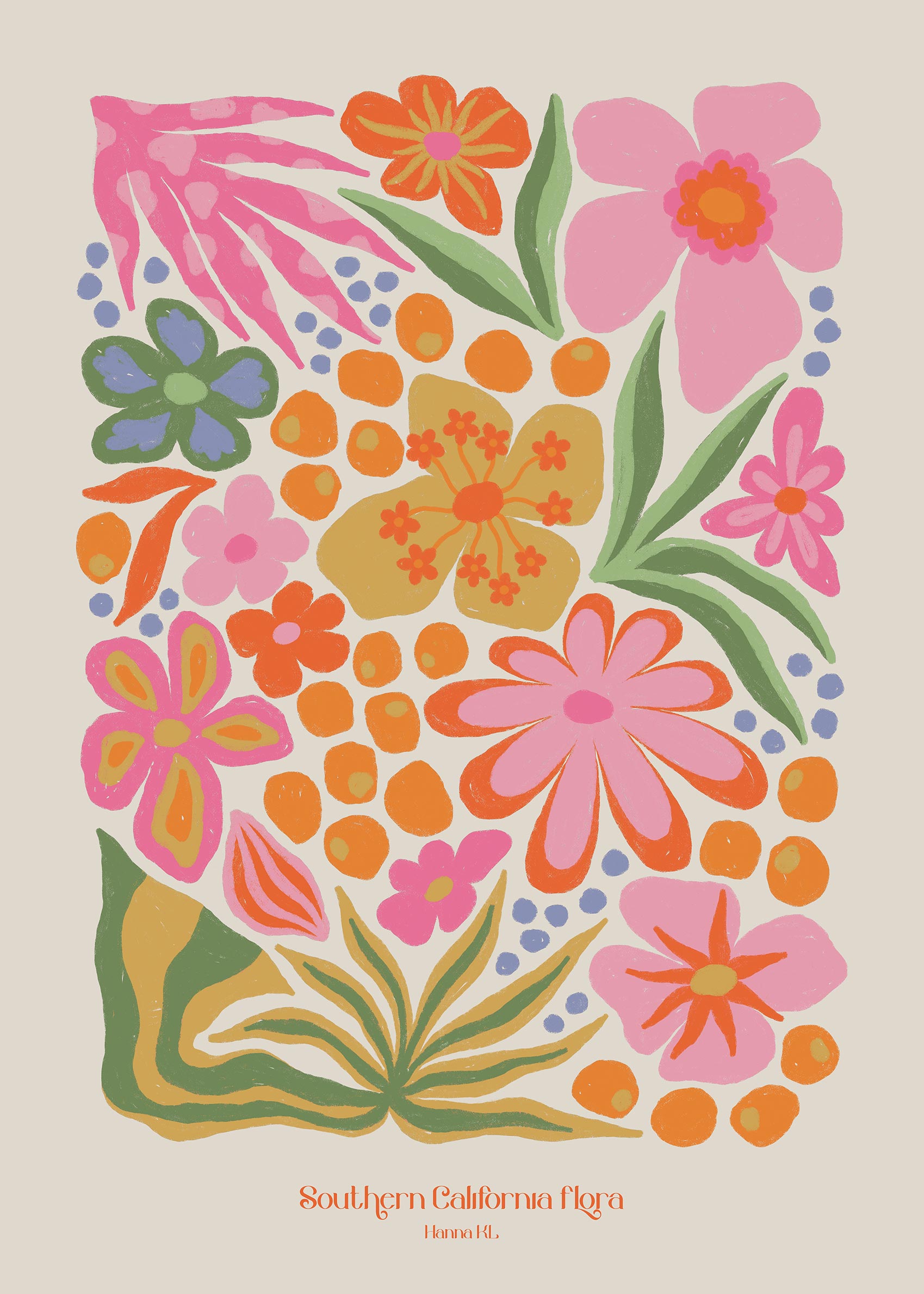 Southern California Flora Poster - Floral illustration (30x40 cm)