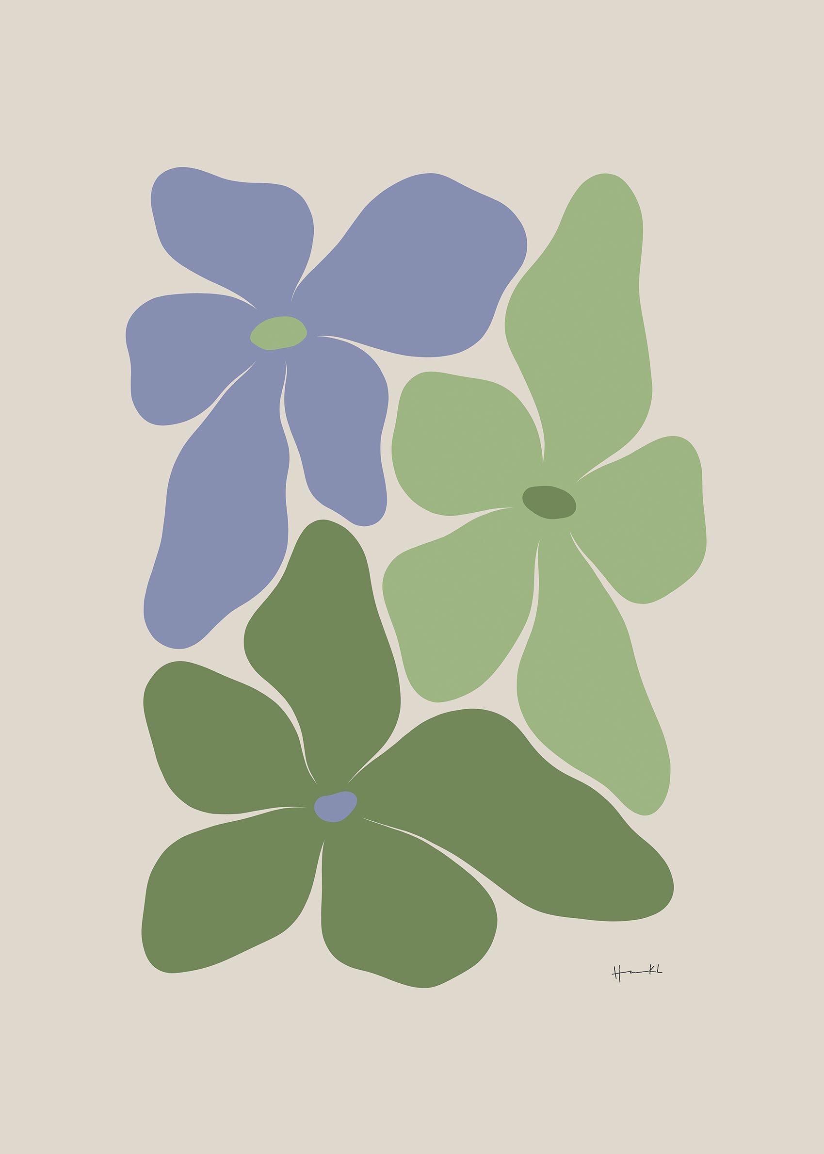 Spring Flowers Green Poster - Blumen Grafik (50x70 cm)