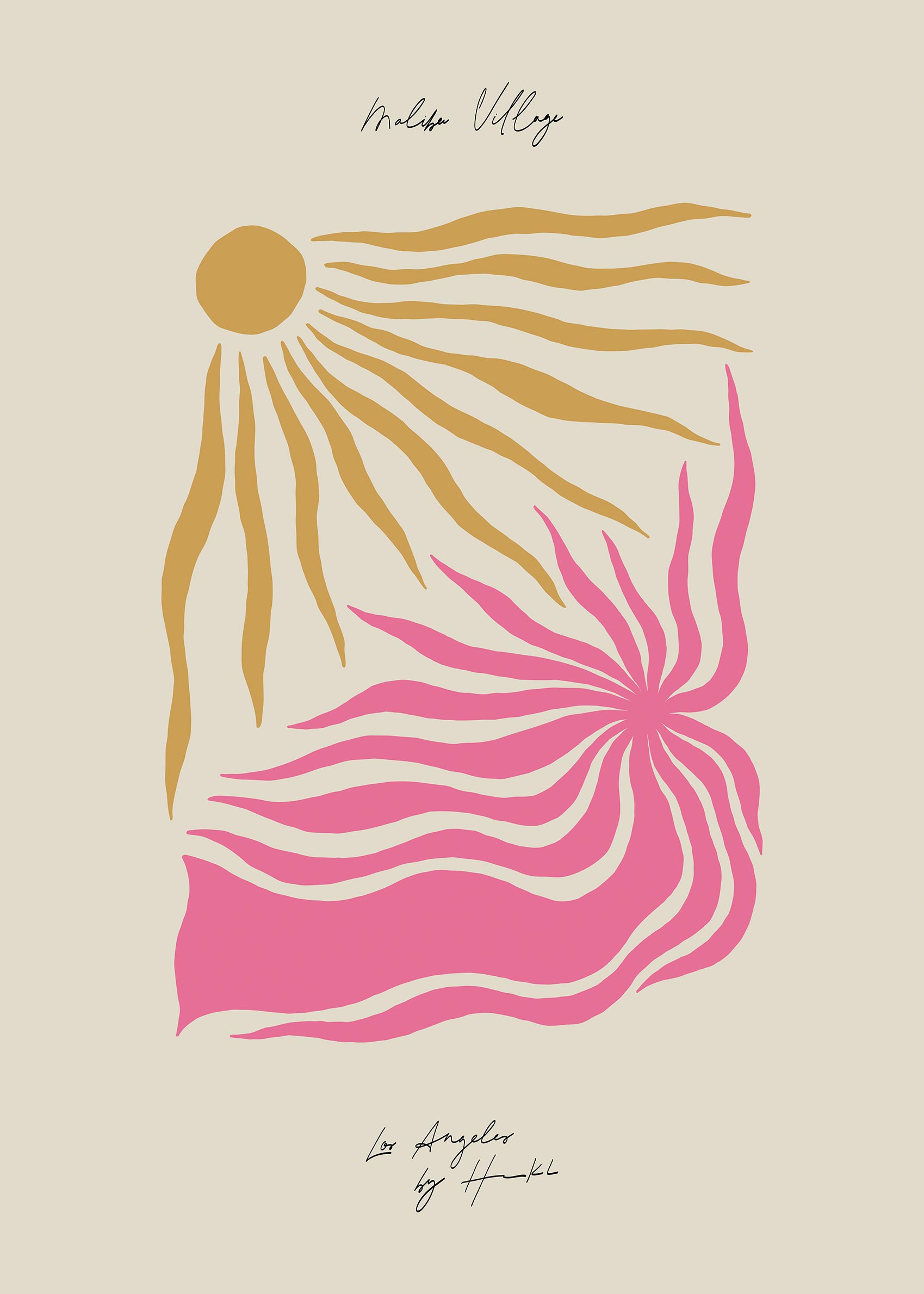 Malibu Village Poster - Abstract illustration (70x100 cm)