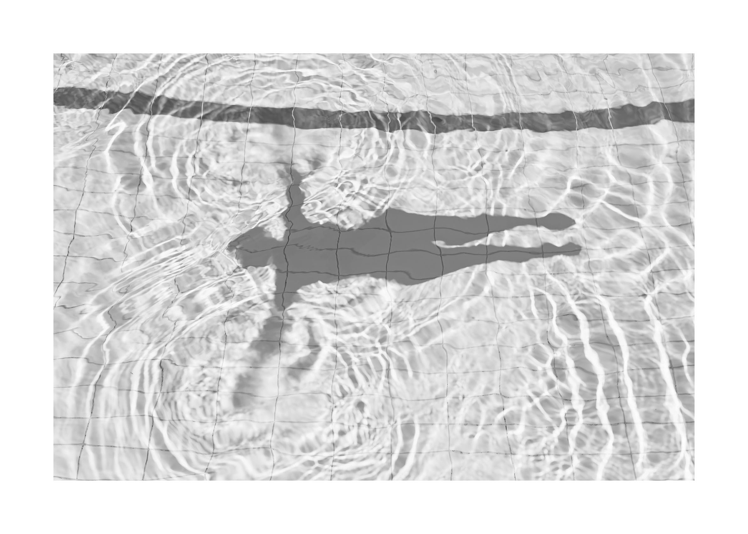 Floating Shadow Poster - Schwarzweiße Schwimmerfotografie (70x100 cm)