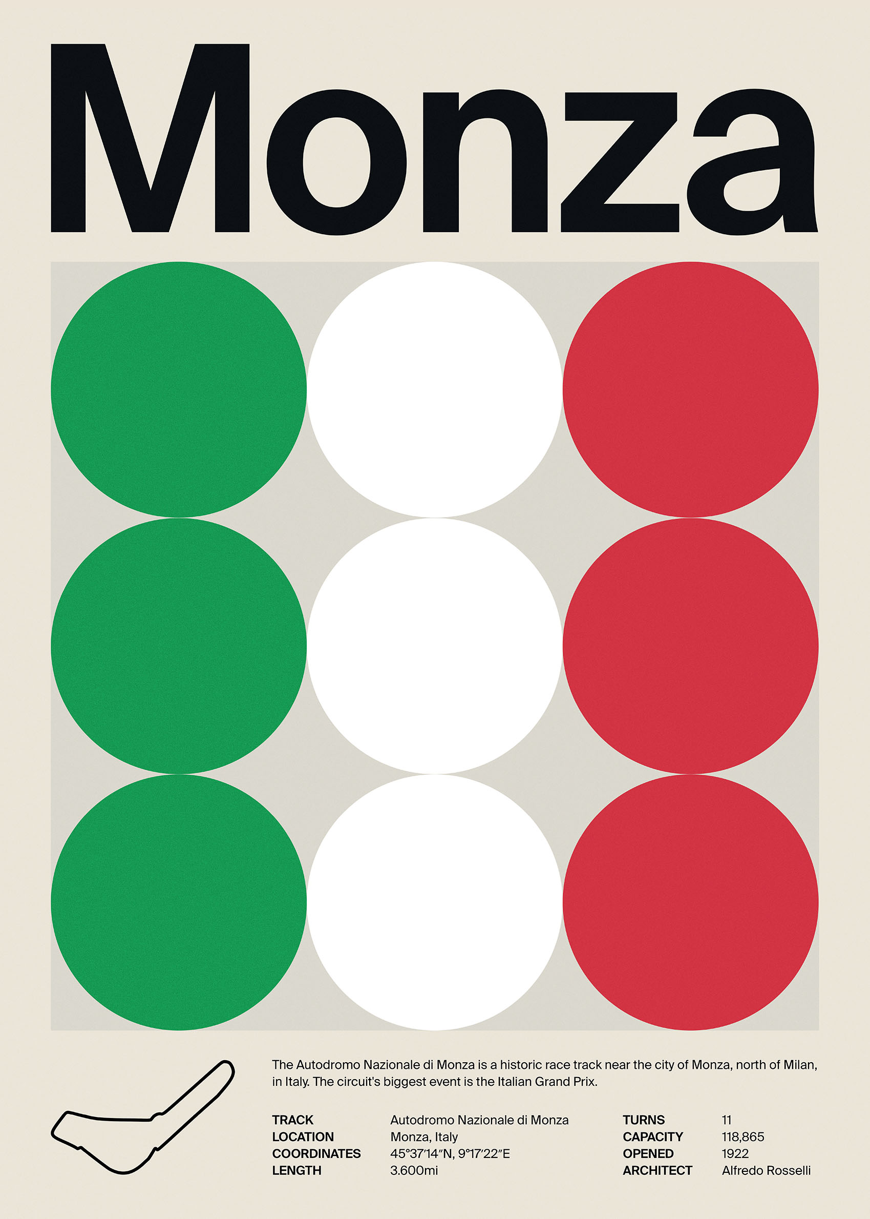 F1 Monza Poster - Geometric illustration (70x100 cm)