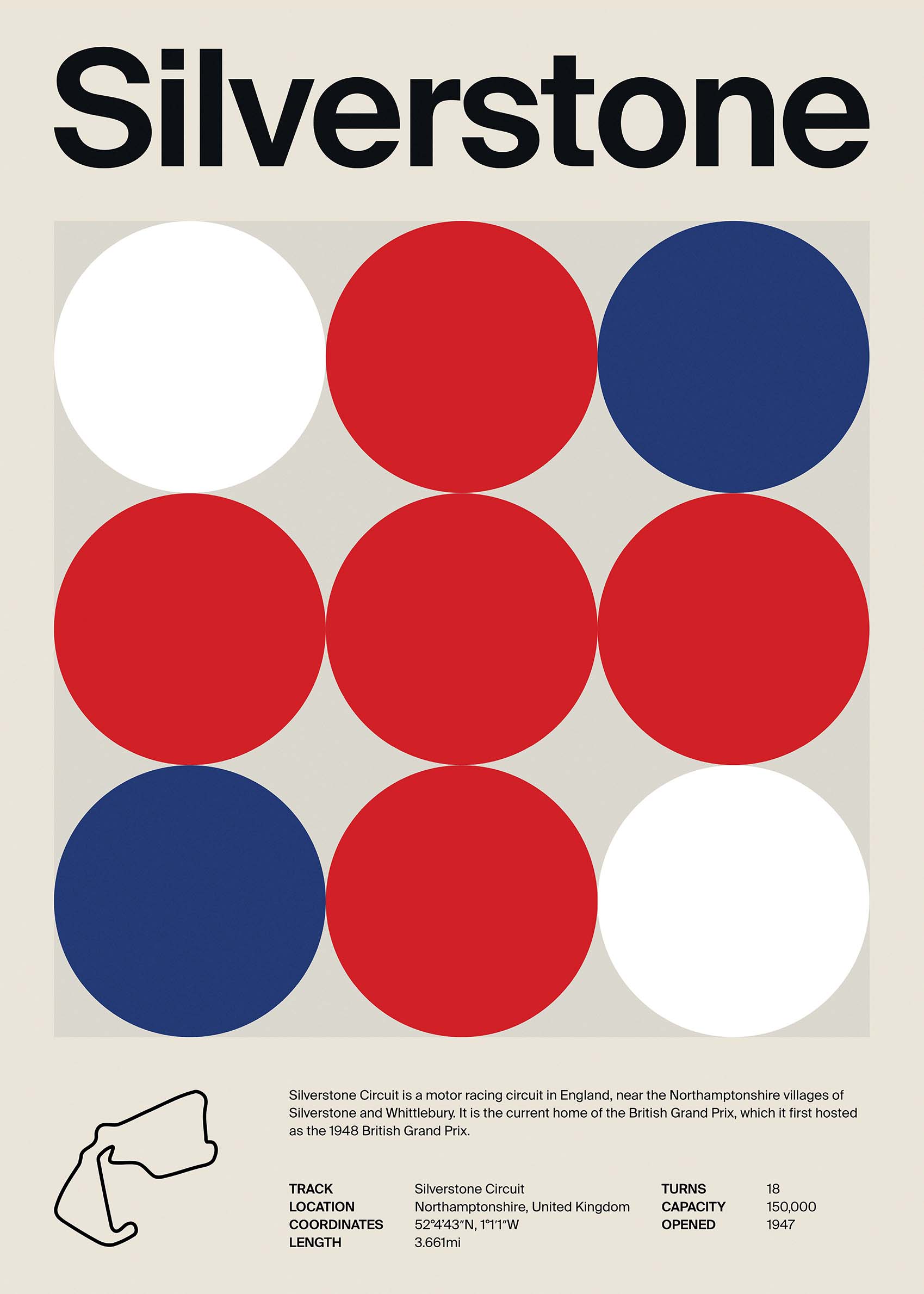 F1 Silverstone Poster - Geometric illustration (30x40 cm)